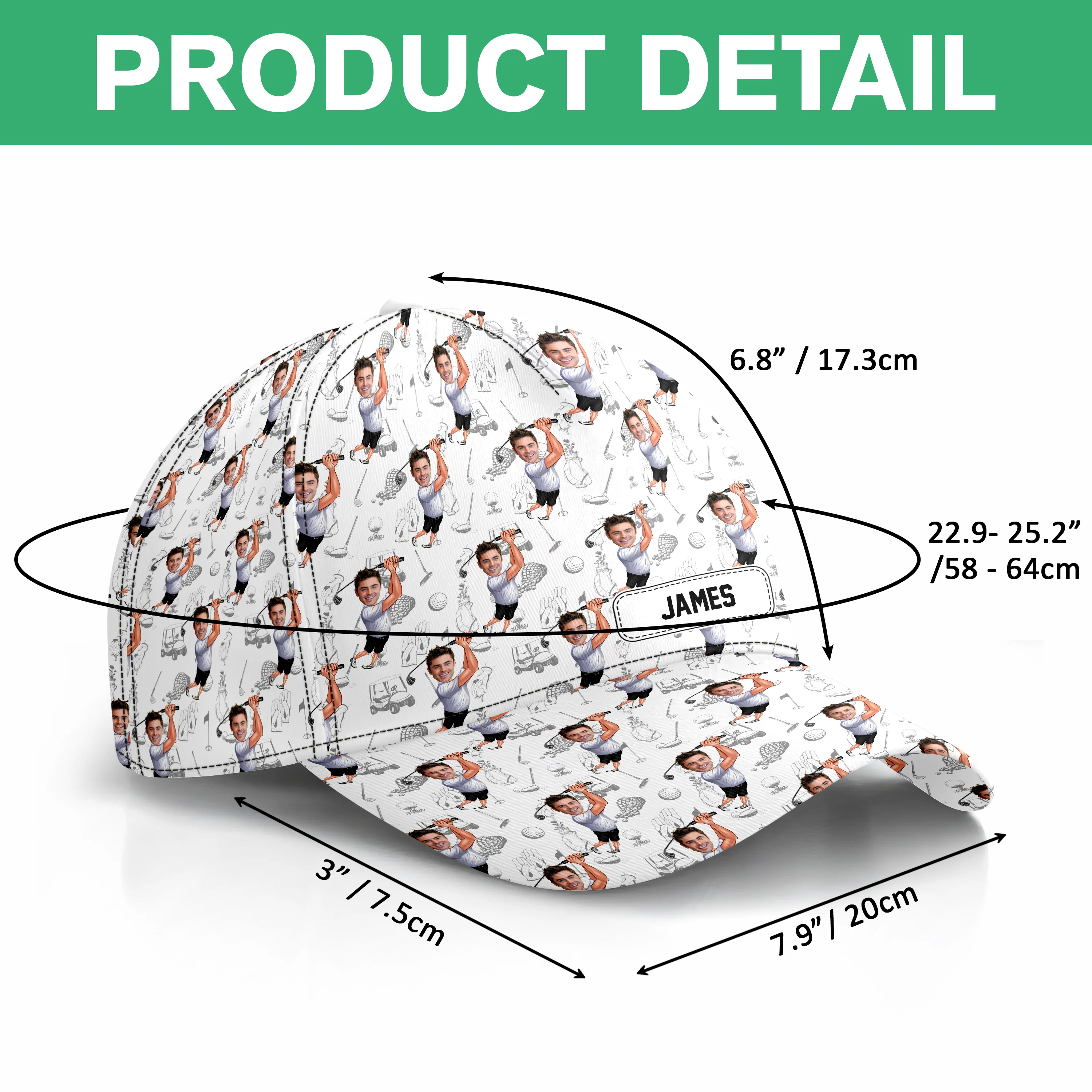 Custom Funny Golfer Photo Classic Cap - Golf Lovers Gift CH07 896350 - Image 7
