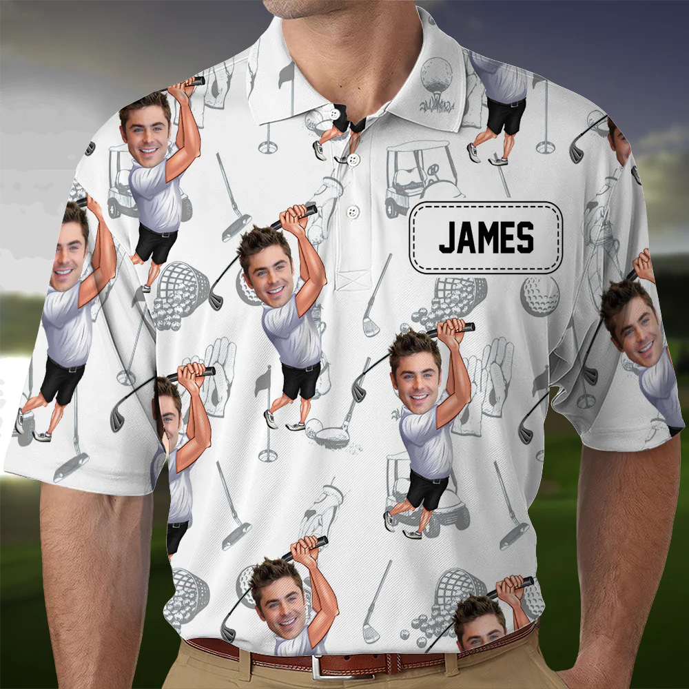 Custom Funny Golfer Photo Polo Shirt - Golf Lovers Gift CH07 895762 - Image 2