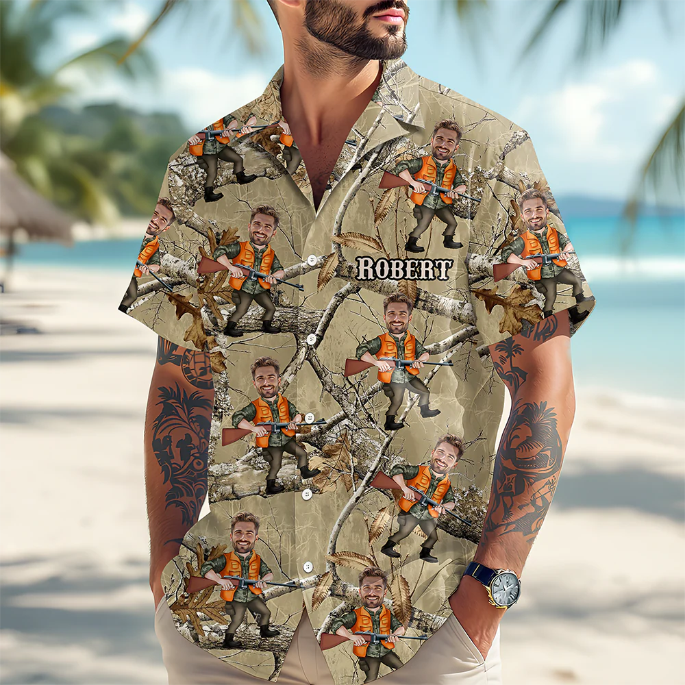 Custom Funny Photo Hunting Dad Hawaiian Shirt For Hunting Season CH07 895770 - Image 2