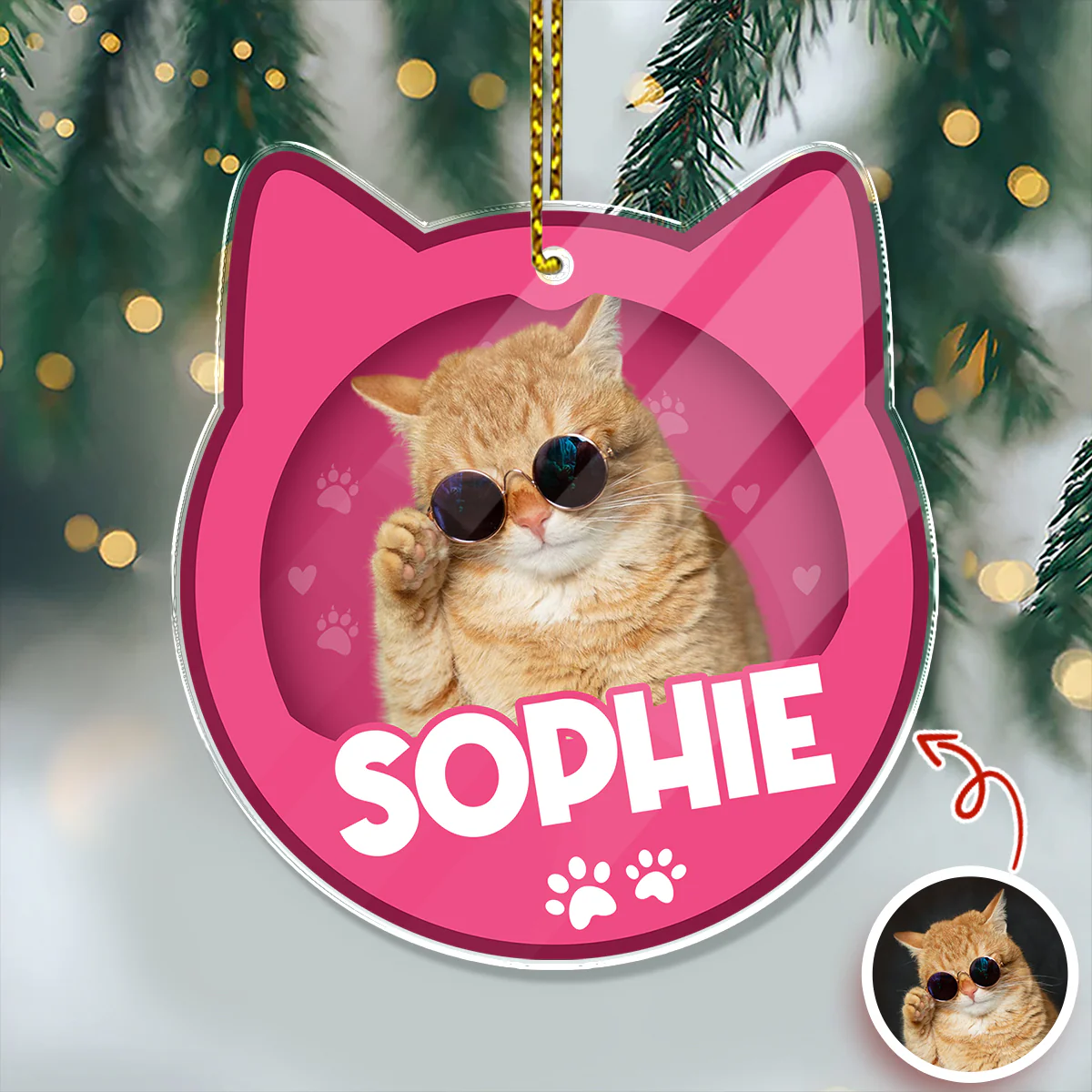 Custom Furry Baby Cat Photo - Personalized Acrylic Ornament Gift For Cat Lovers CH07 899104 - Image 3