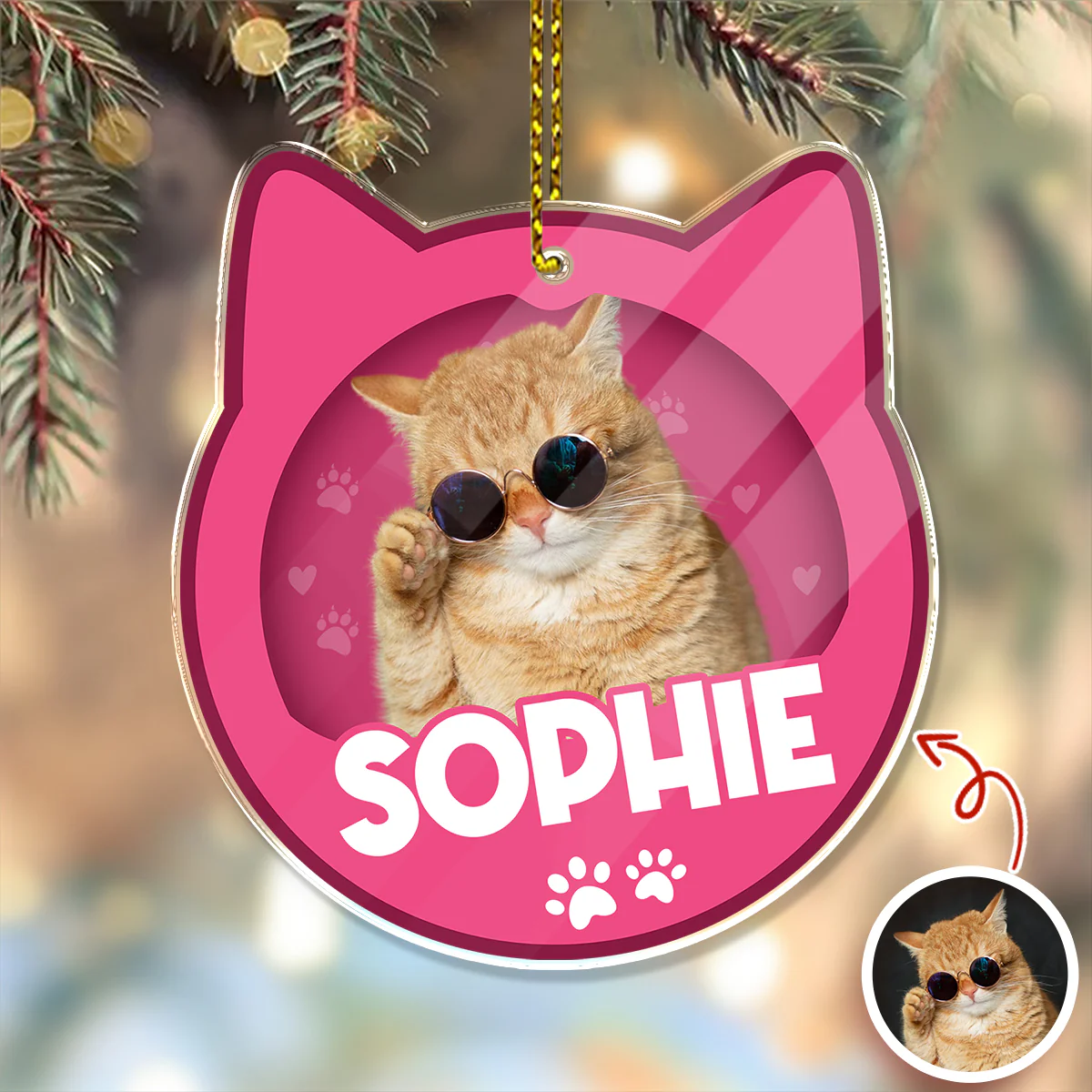 Custom Furry Baby Cat Photo - Personalized Acrylic Ornament Gift For Cat Lovers CH07 899104 - Image 4