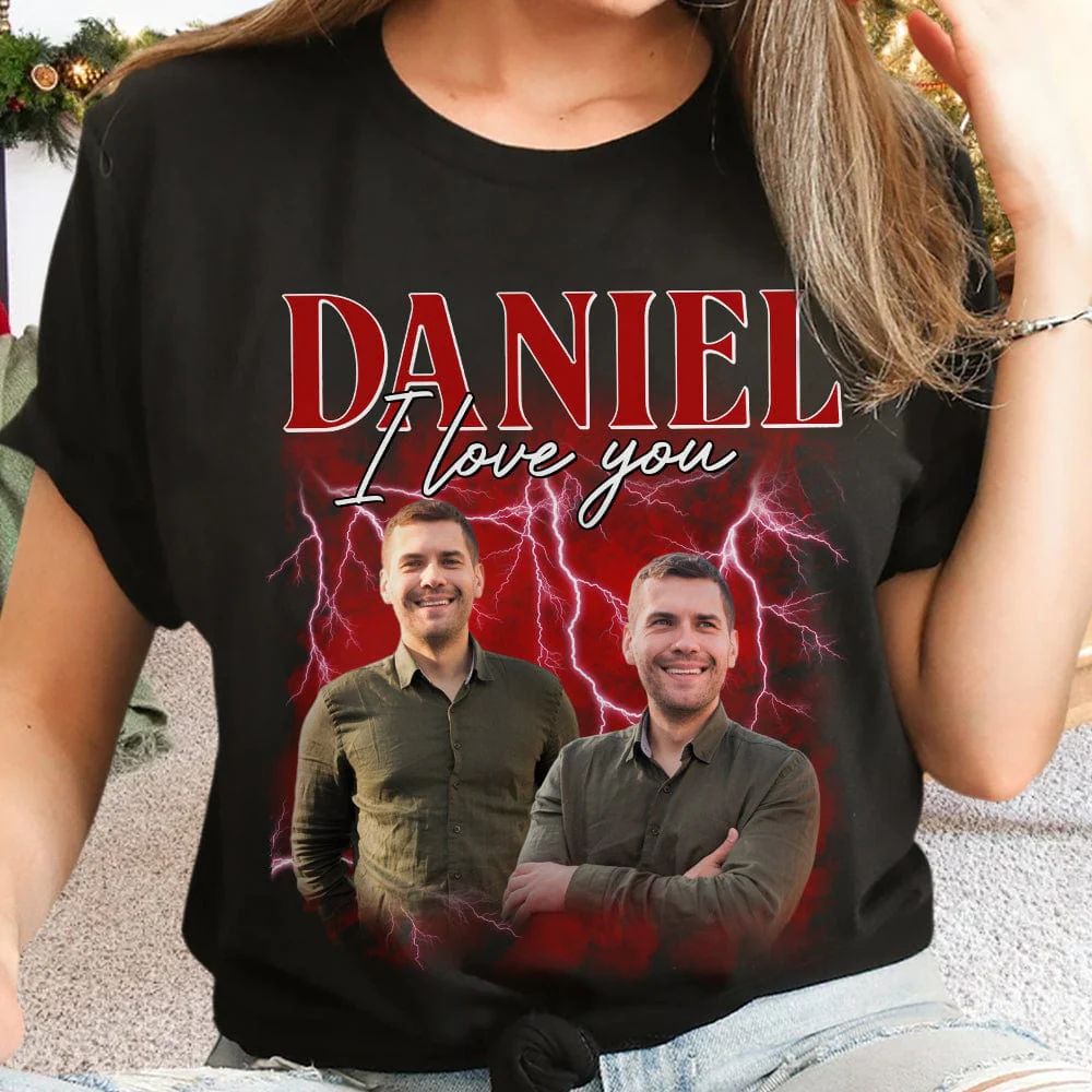 Custom Girlfriend Photo Vintage Bootleg Dark Shirt Valentines Gift For Girlfriend HO82 895024