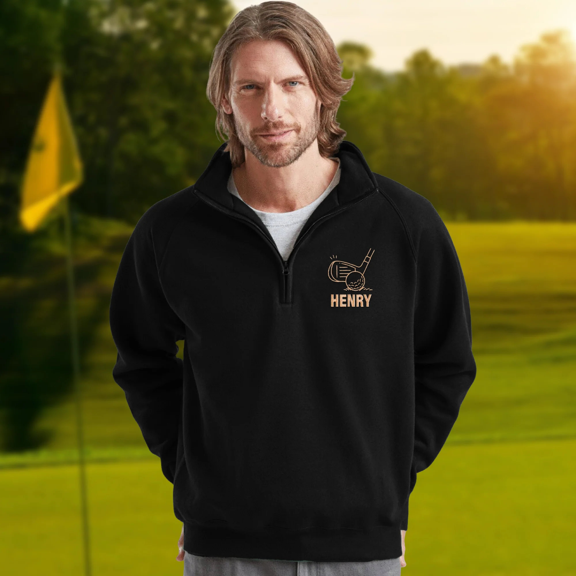 Custom Golf Player Name Embroidered Golf Quarter Zip Sweater For Golf Coach, Golf Team, Golfers CH07 910008 - Image 6
