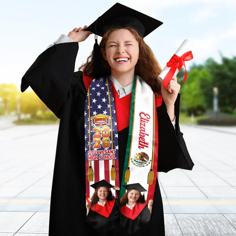 Custom Grad Photo Country Flag Class of 2026 Stoles Sash, Graduation Gift, Senior Gift CH07 910058 - Image 3
