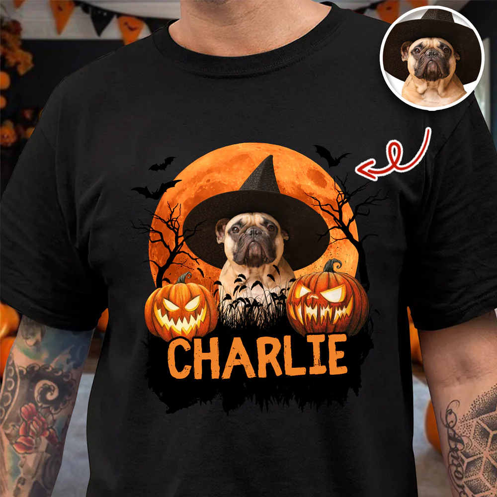 Custom Halloween Dog Photo Dark Shirt Spooky Season Shirt Dog Lovers Halloween Gift CH07 899428 - Image 2