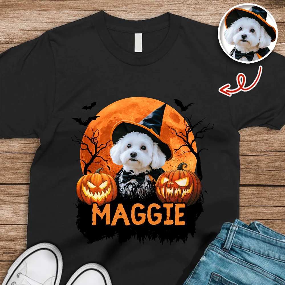 Custom Halloween Dog Photo Dark Shirt Spooky Season Shirt Dog Lovers Halloween Gift CH07 899428 - Image 3
