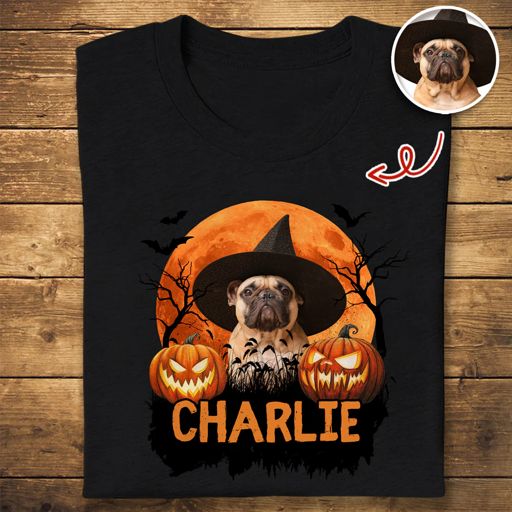 Custom Halloween Dog Photo Dark Shirt Spooky Season Shirt Dog Lovers Halloween Gift CH07 899428 - Image 5