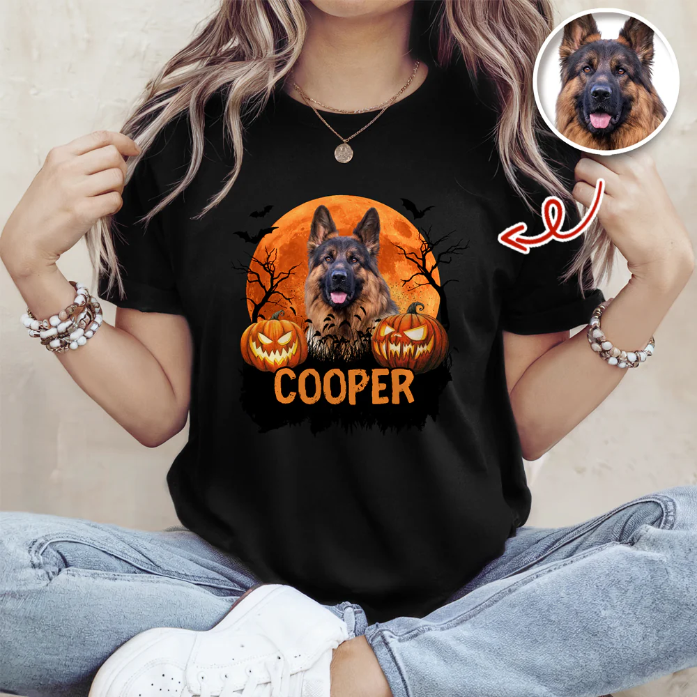 Custom Halloween Dog Photo Dark Shirt Spooky Season Shirt Dog Lovers Halloween Gift CH07 899428 - Image 7