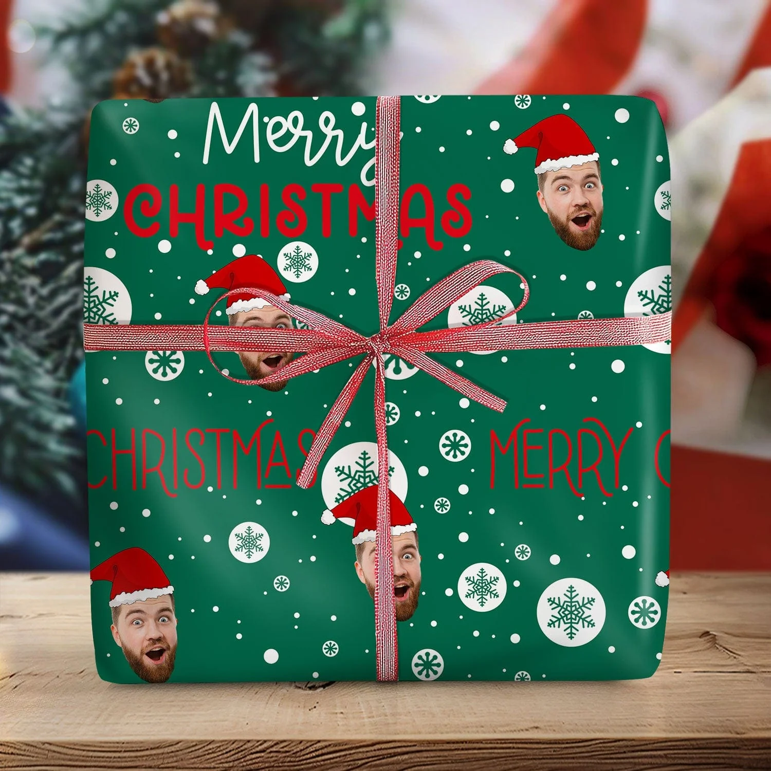 Custom Human Face Photo Merry Christmas Wrapping Papper HO82 895002 - Image 3