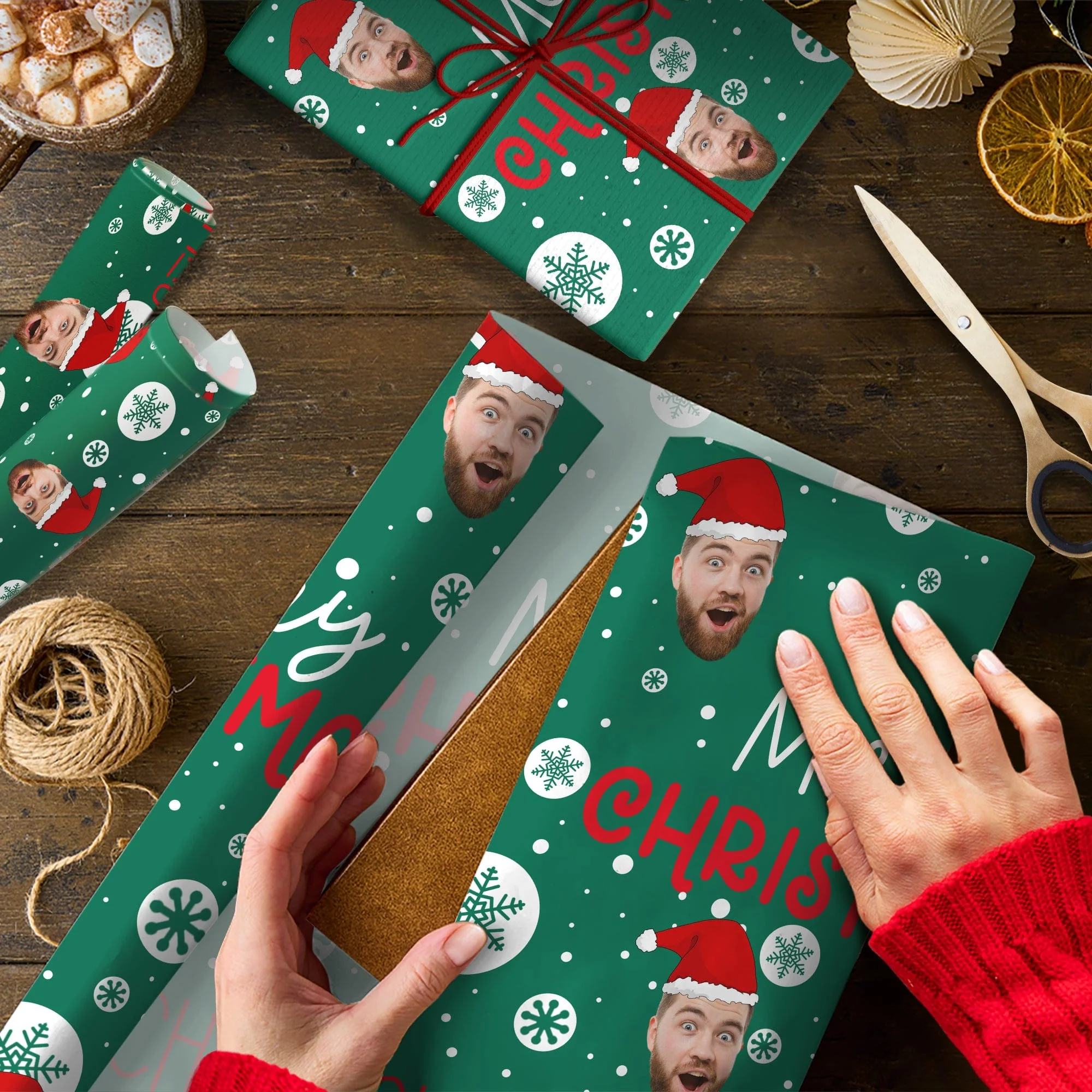 Custom Human Face Photo Merry Christmas Wrapping Papper HO82 895002 - Image 4
