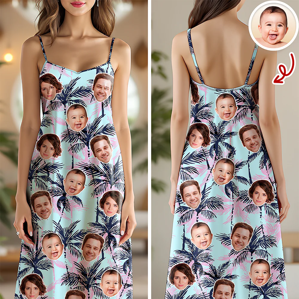 Custom Human Face Photo Tropical Maxi Dress Summer Gift CH07 911024 - Image 5