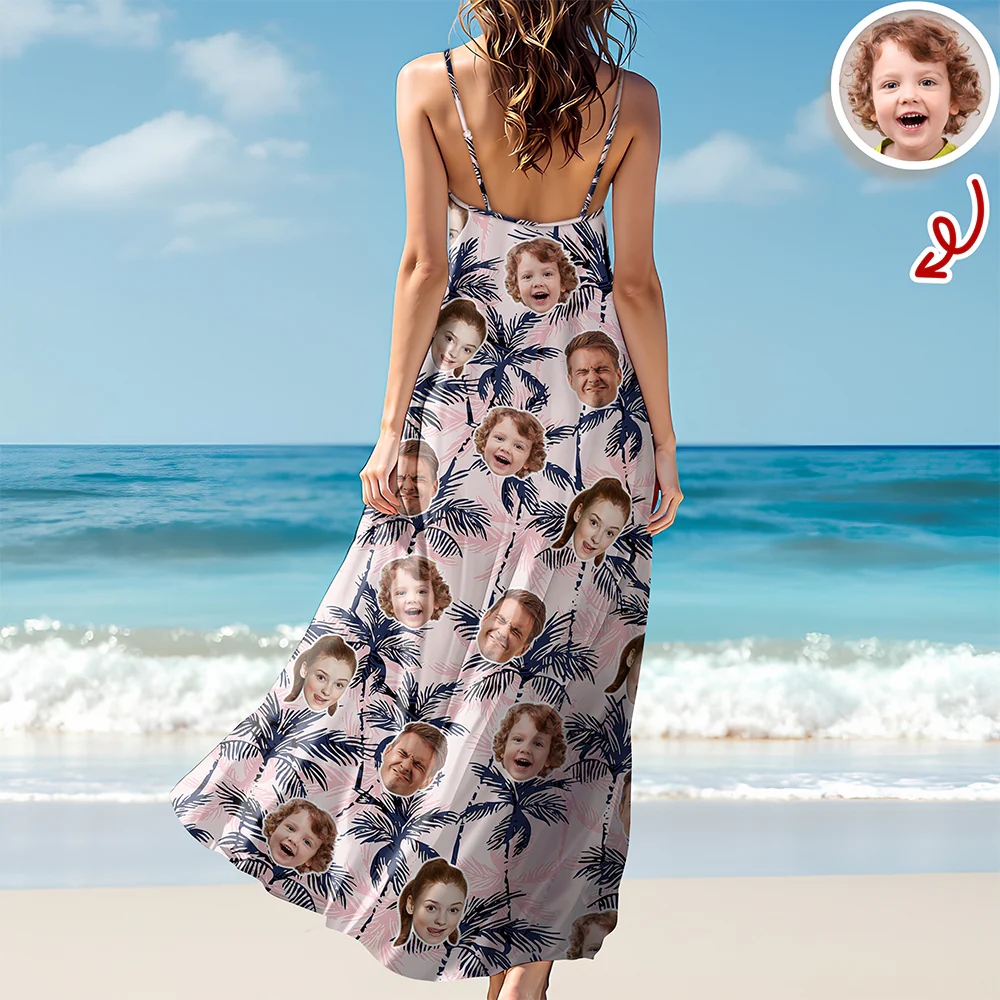 Custom Human Face Photo Tropical Maxi Dress Summer Gift CH07 911024 - Image 6