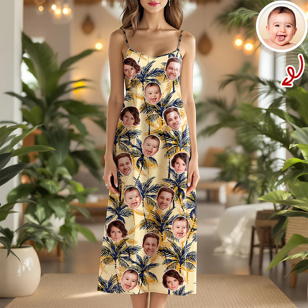 Custom Human Face Photo Tropical Maxi Dress Summer Gift CH07 911024 - Image 7