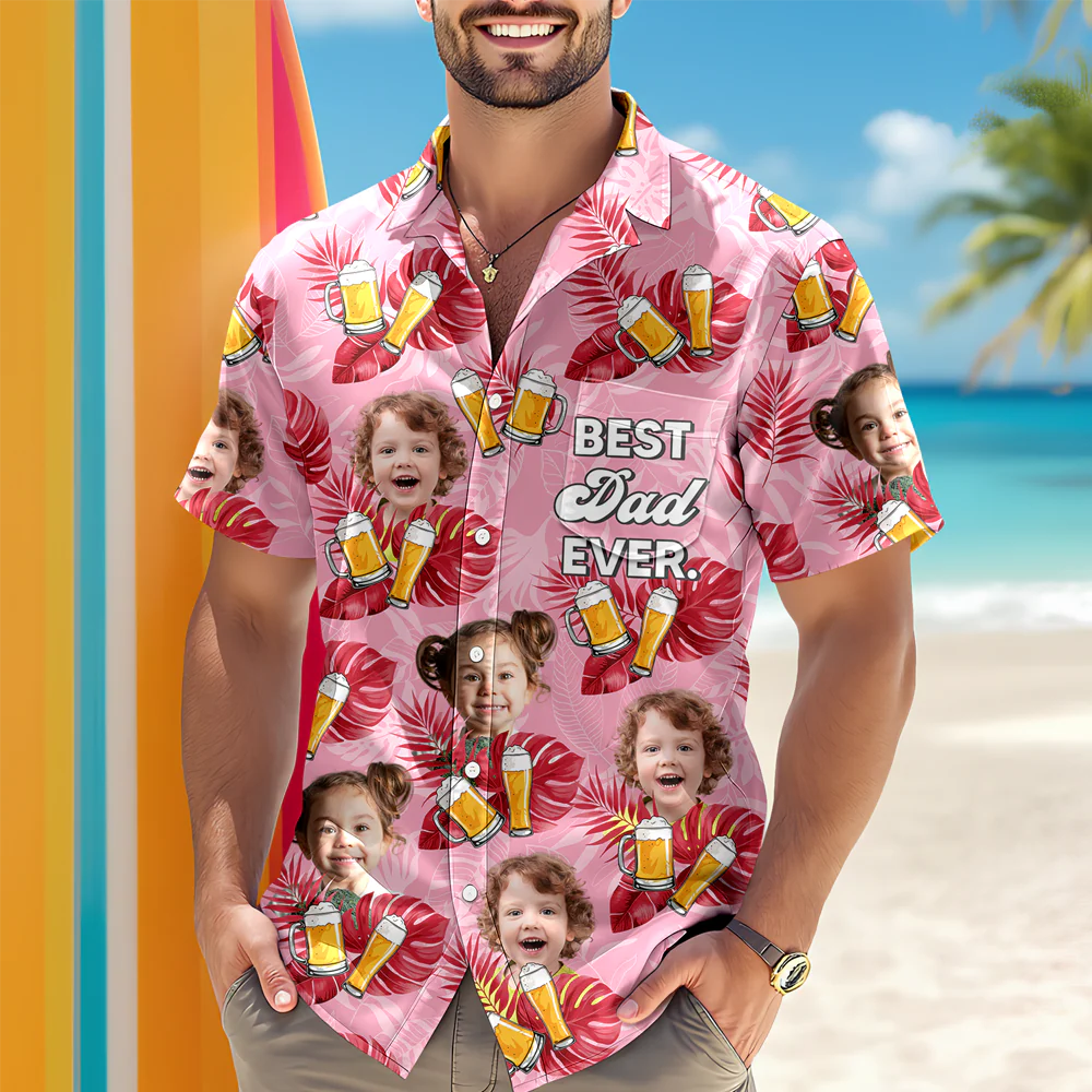 Custom Kid Photo Best Dad Ever Hawaiian Shirt CH07 896062 - Image 3