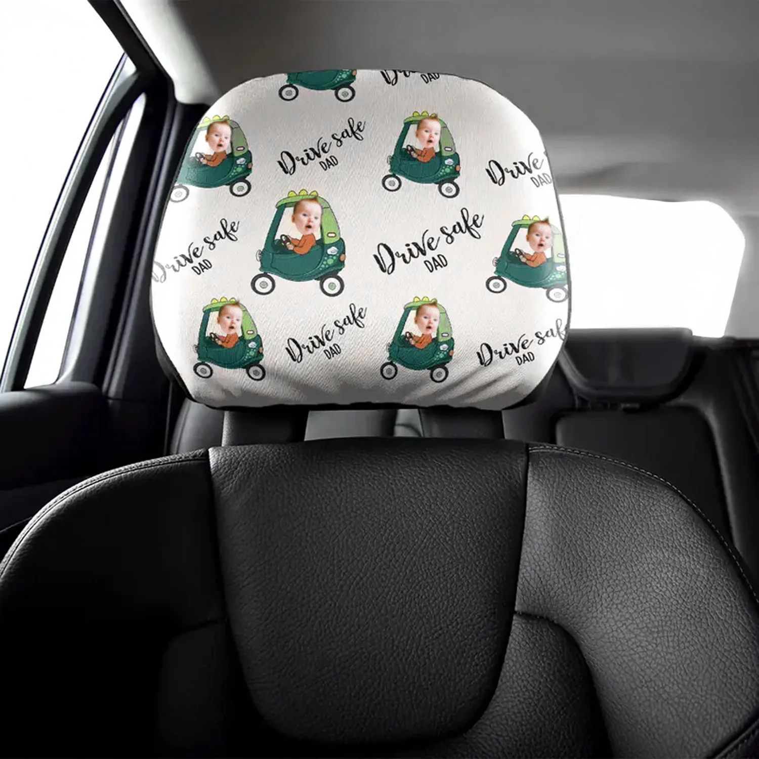 Custom Kid Photo Drive Safe Daddy Grandpa Personalized Car Headrest Covers CH07 910086 - Image 3