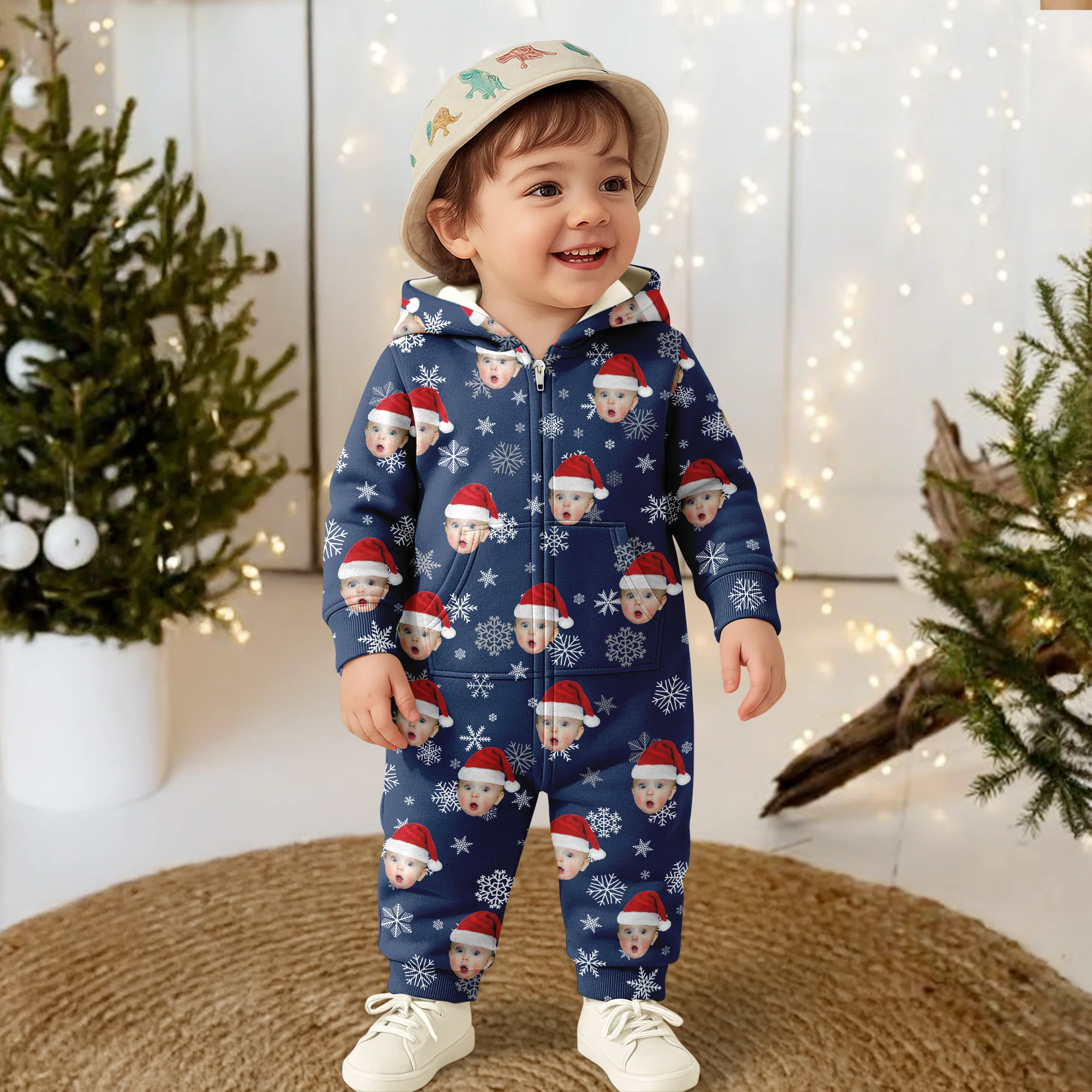 Custom Kid Santa Photo Christmas Onesie Pajamas CH07 899310 - Image 2