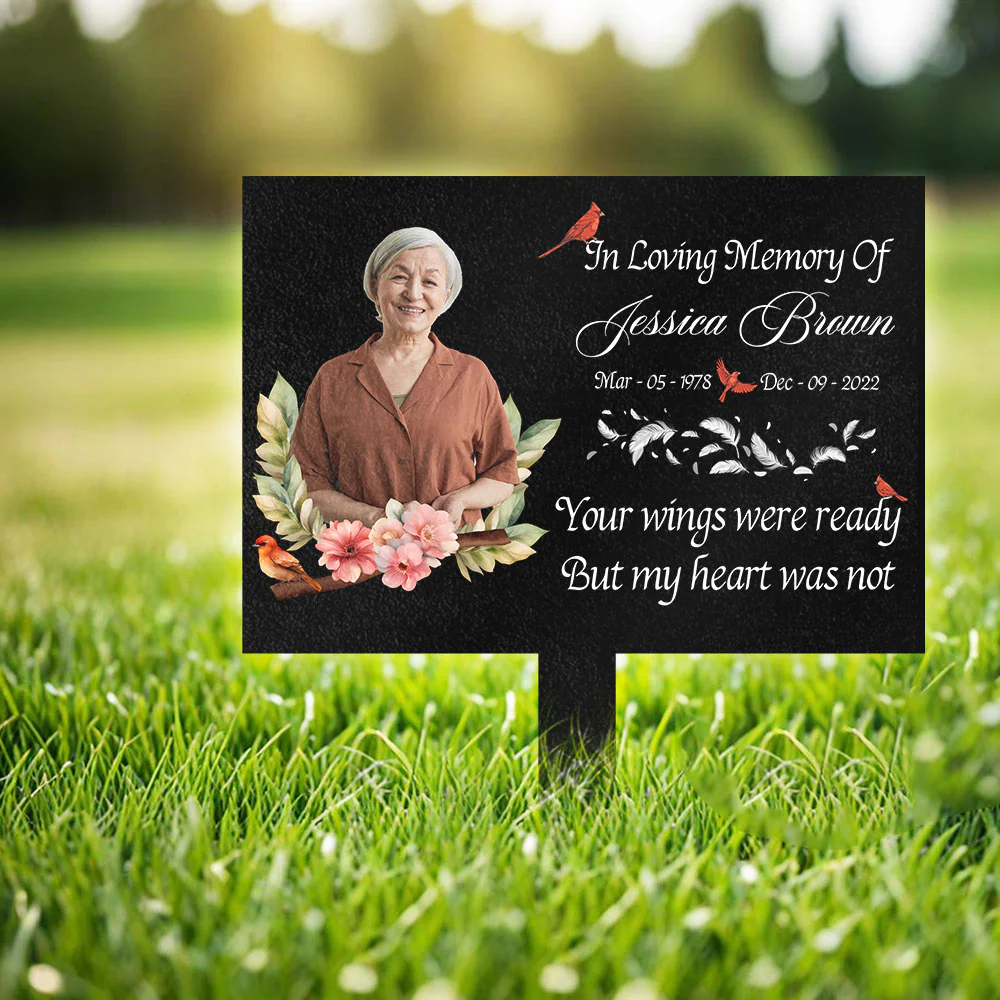 Custom Memorial Photo - Your Wings Were Ready But My Heart Was Not Garden Stake CH07 895400 - Image 4