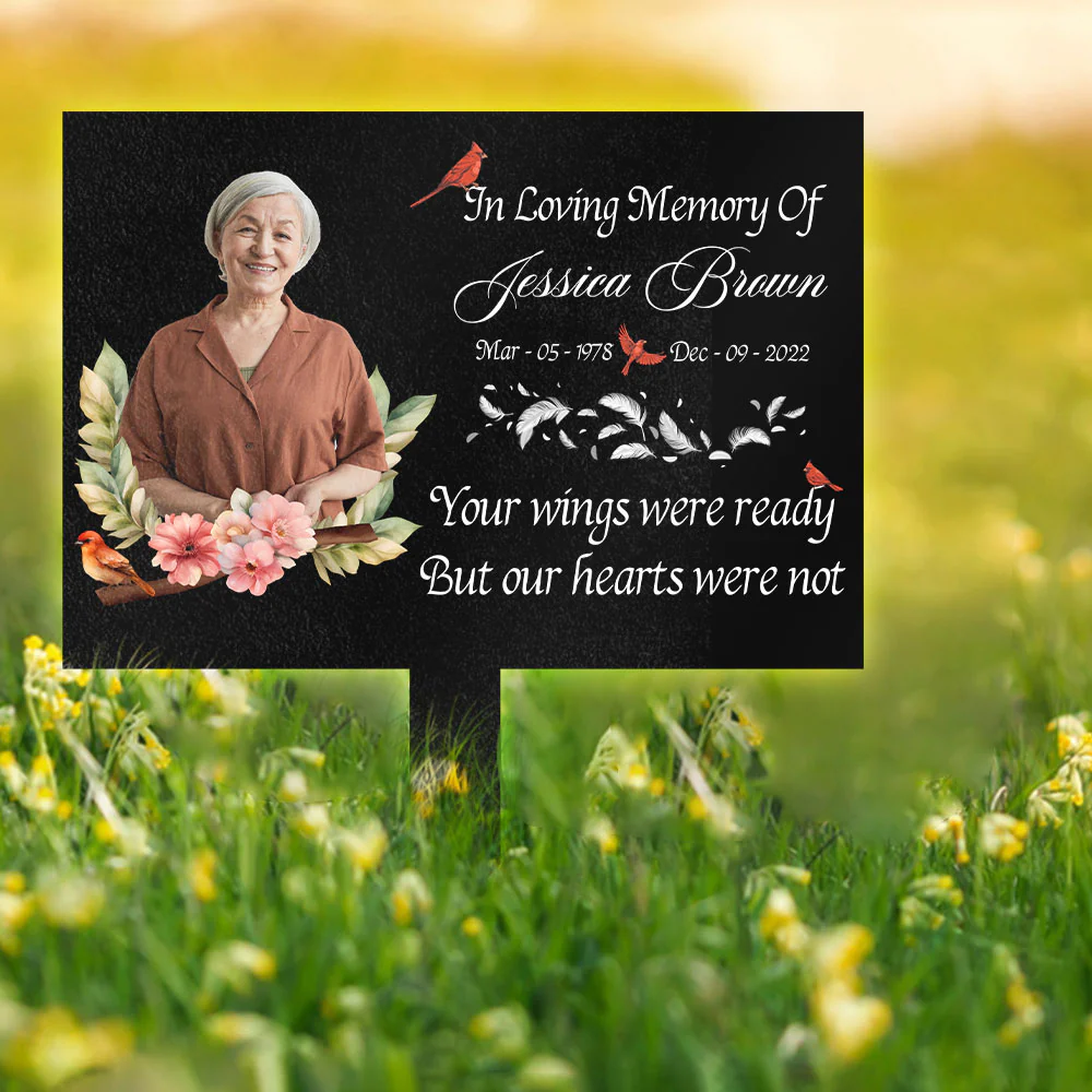 Custom Memorial Photo - Your Wings Were Ready But My Heart Was Not Garden Stake CH07 895400 - Image 5