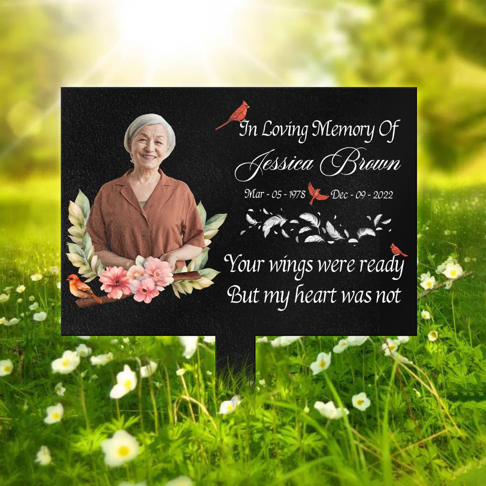 Custom Memorial Photo - Your Wings Were Ready But My Heart Was Not Garden Stake CH07 895400 - Image 9