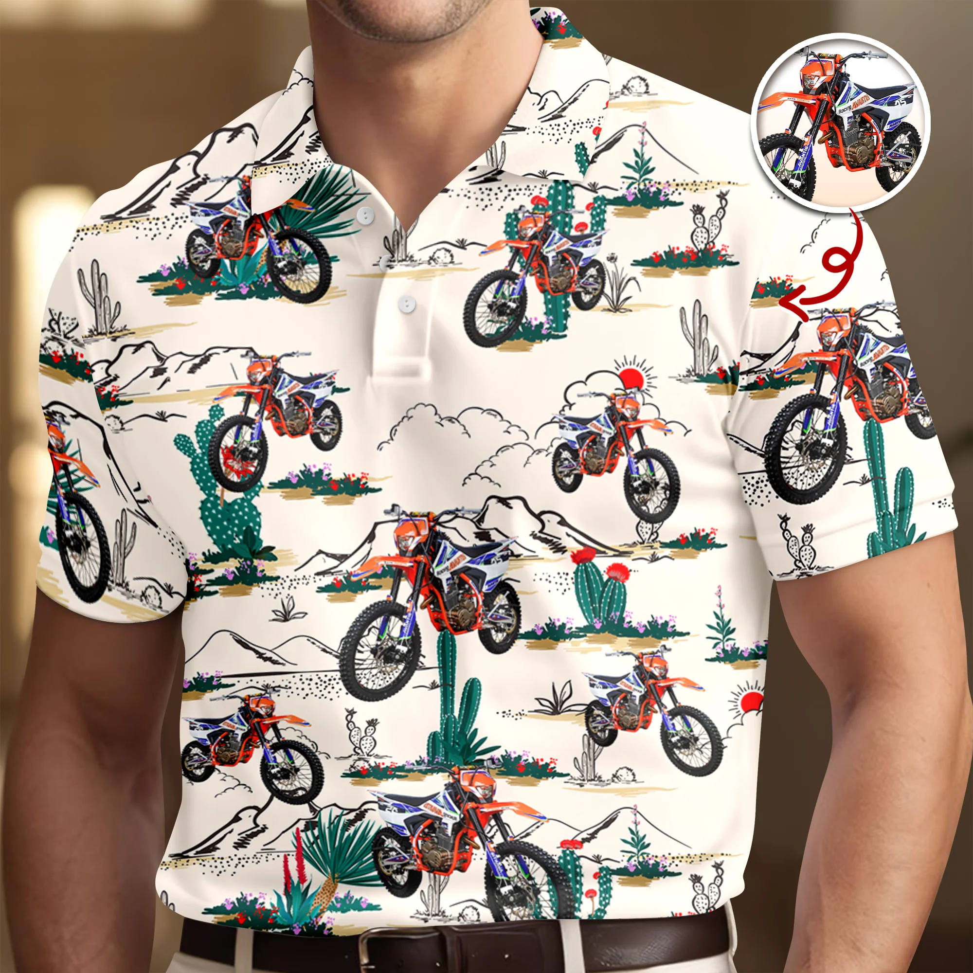Custom Motorcycle Photo Route 66 For Motorcycle Lover Polo Shirt CH07 895682 - Image 2
