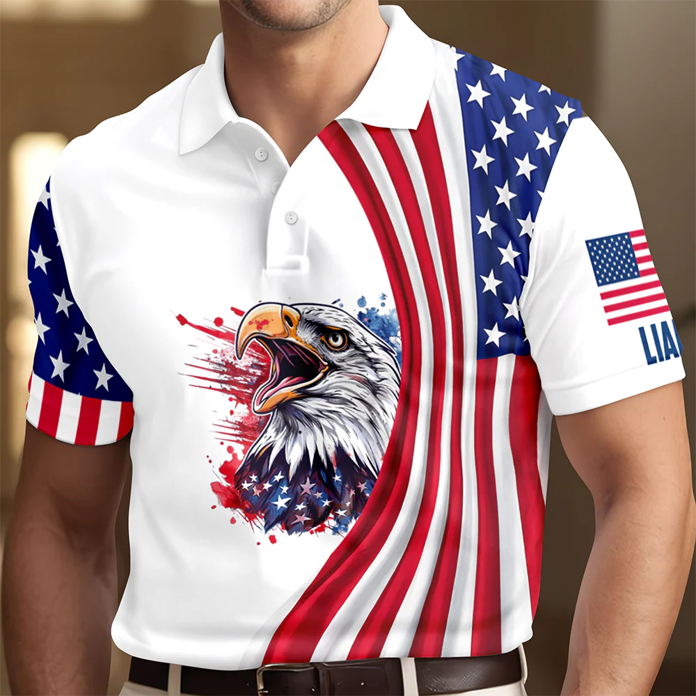 Custom Name American Pride Patriotic 250th Anniversary Eagle Polo Shirt CH07 911088 - Image 6