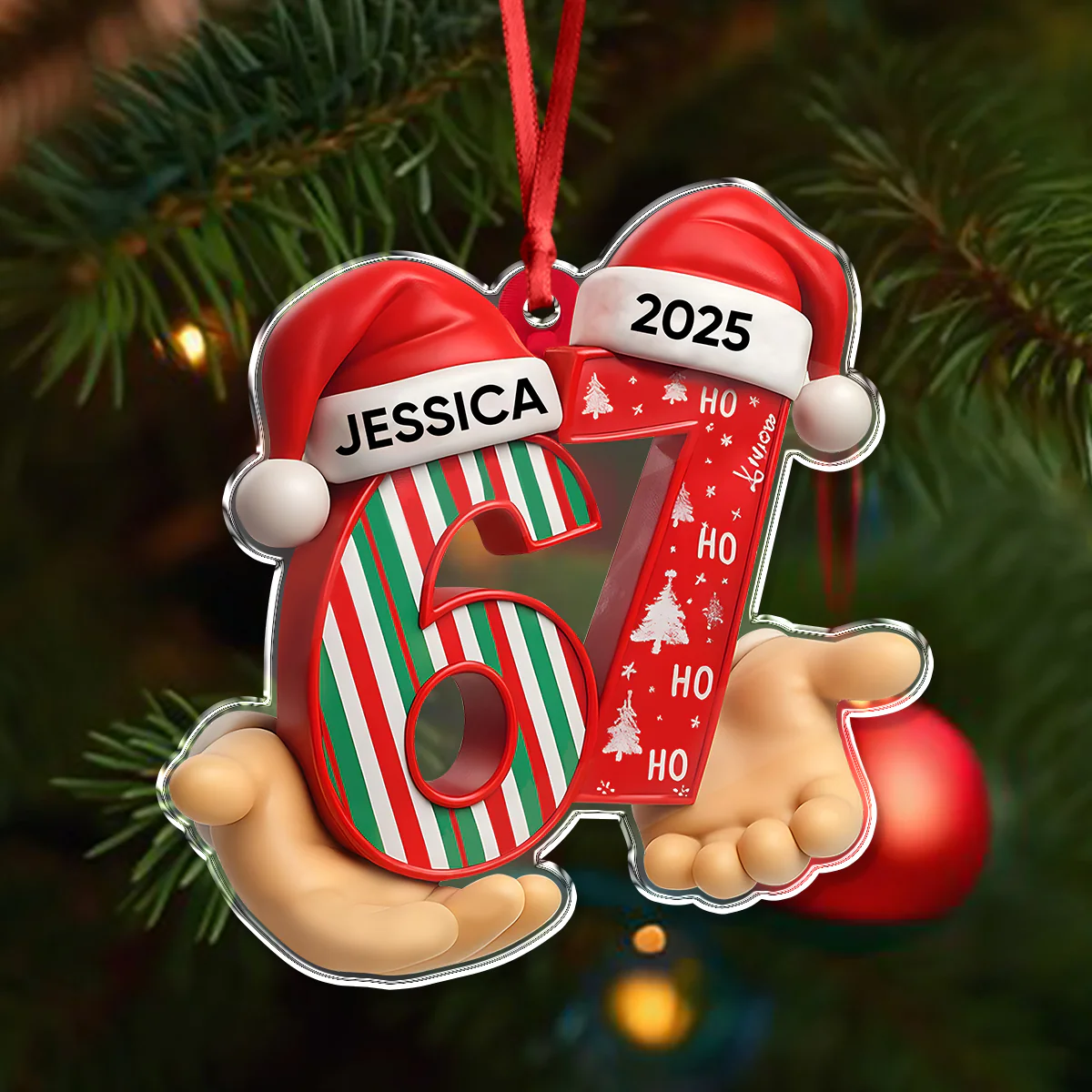 Custom Name and Year 67 Acrylic Ornament Funny Six Seven Ornament Christmas Gift CH07 899158 - Image 3