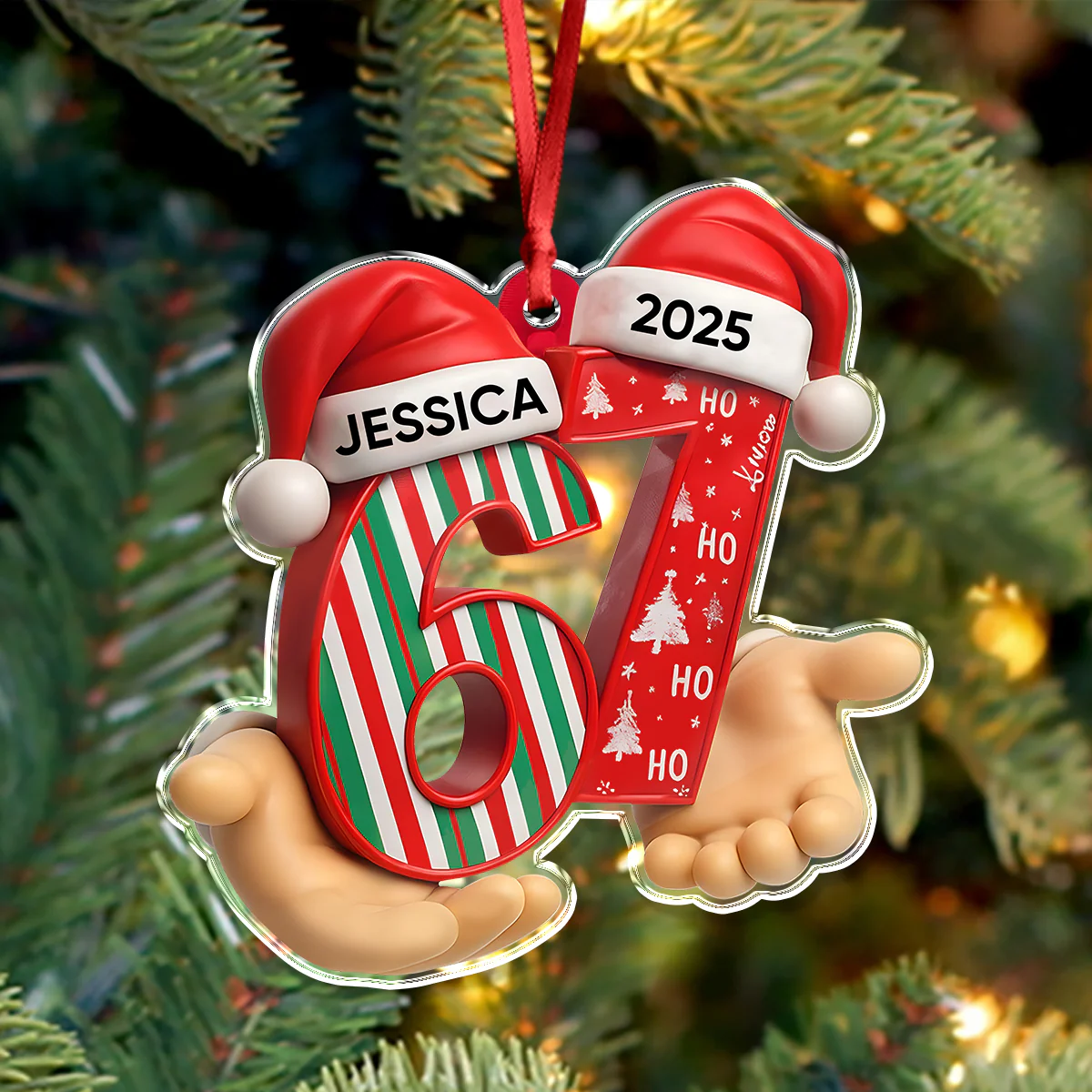 Custom Name and Year 67 Acrylic Ornament Funny Six Seven Ornament Christmas Gift CH07 899158 - Image 4