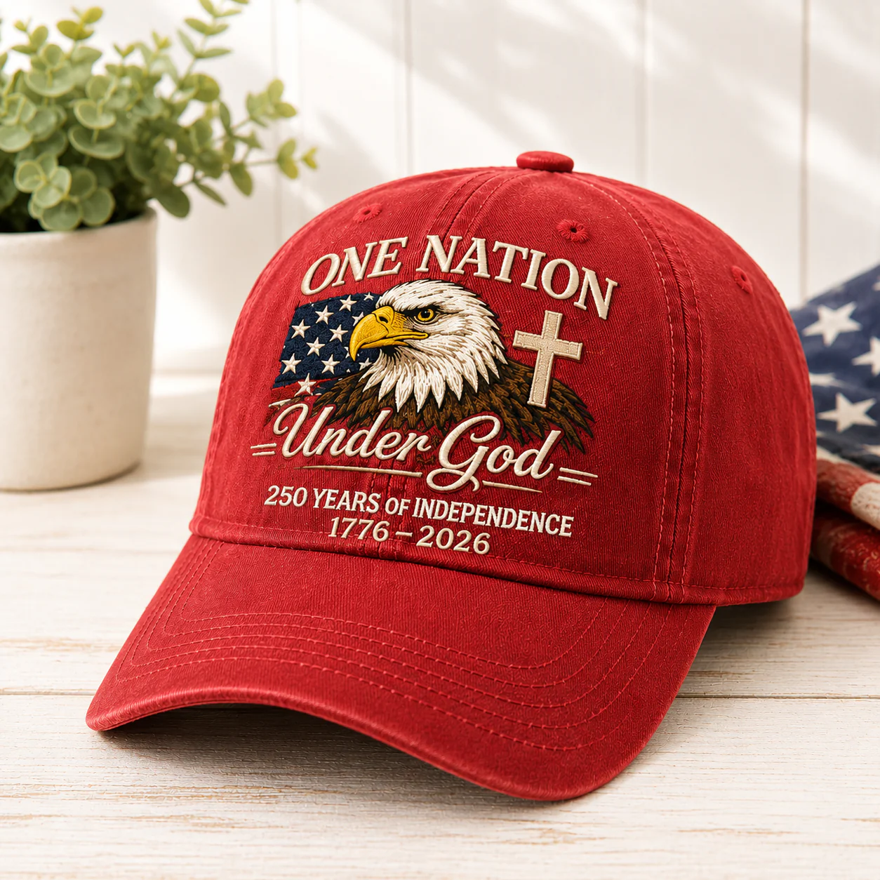 Custom One Nation Under God 250 Years Embroidered Hat Independence Anniversary Gift CH07 911630 - Image 2