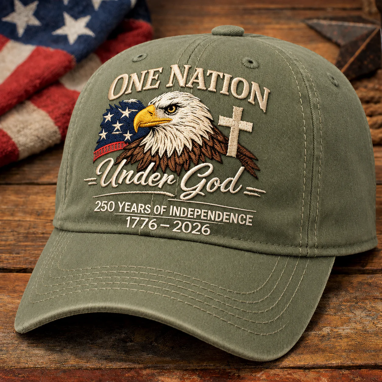 Custom One Nation Under God 250 Years Embroidered Hat Independence Anniversary Gift CH07 911630 - Image 7