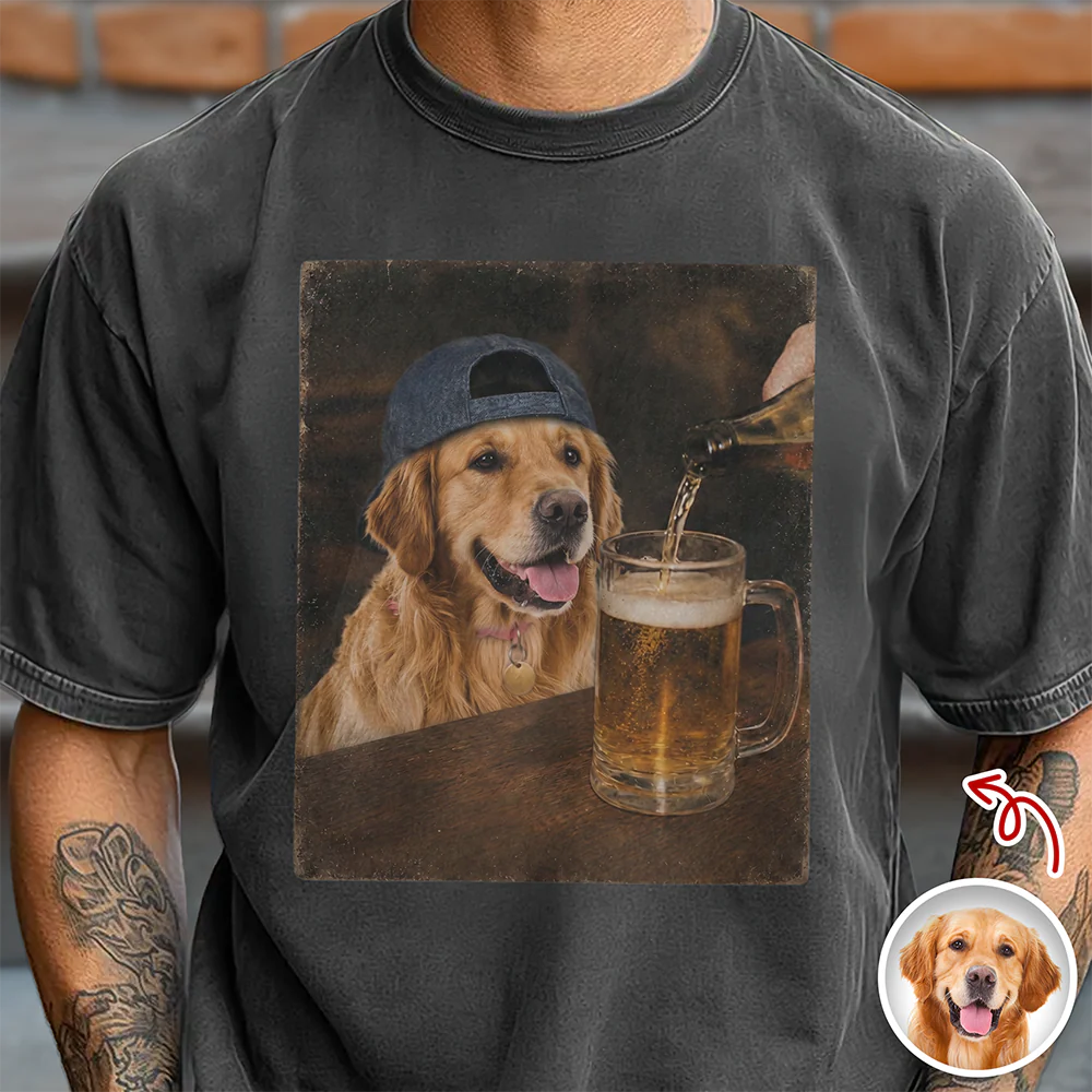 Custom Pet Drinking Beer Coffee Photo Funny Comfort Colors Shirt Funny Dog Lovers Gift CH07 911908