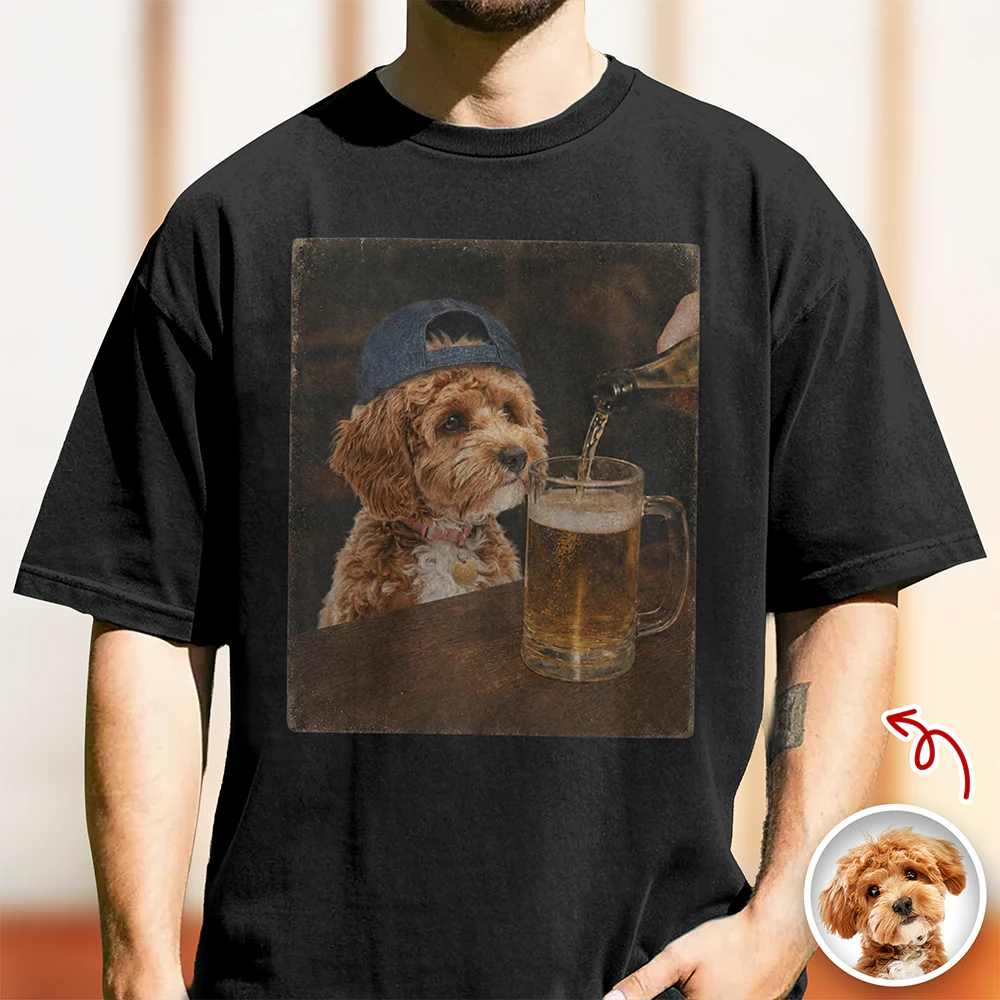 Custom Pet Drinking Beer Coffee Photo Funny Comfort Colors Shirt Funny Dog Lovers Gift CH07 911908 - Image 6