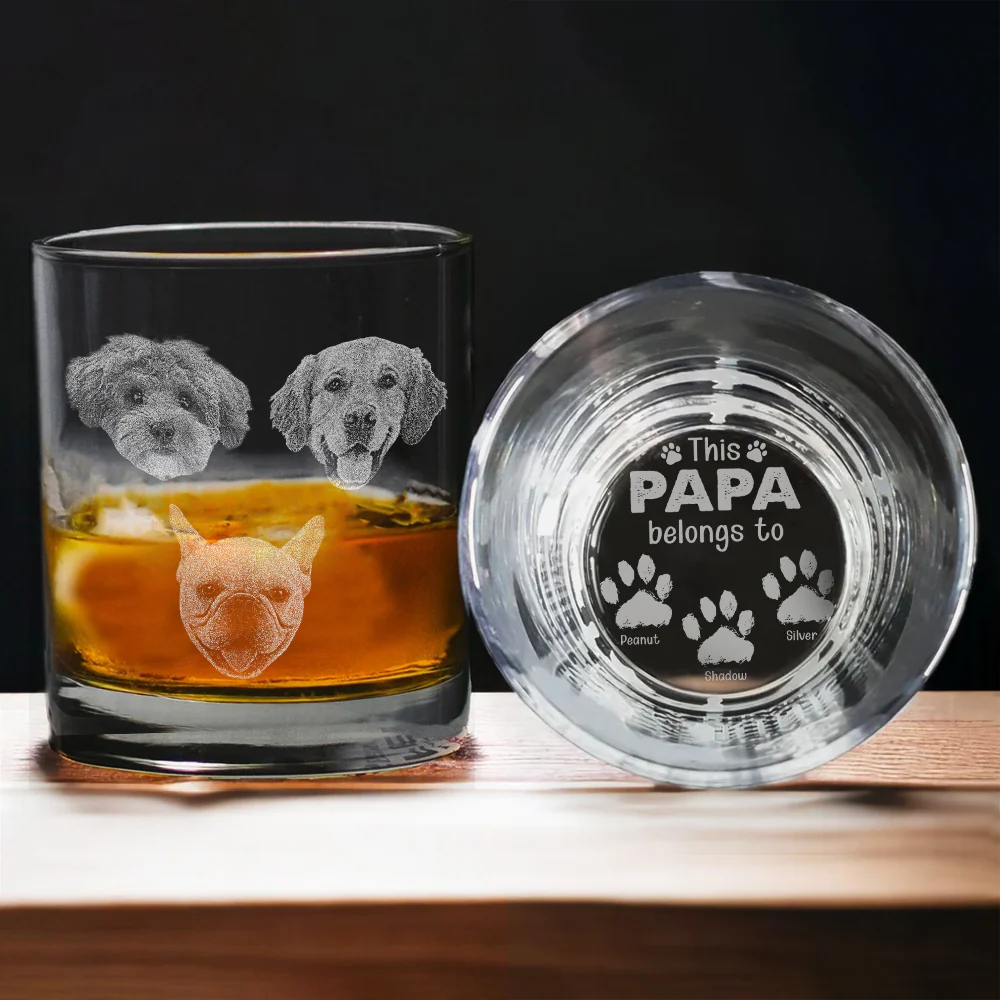 Custom Pet Photo This Papa Belong To Dog Engraved Whiskey Glass CH07 895736 - Image 8
