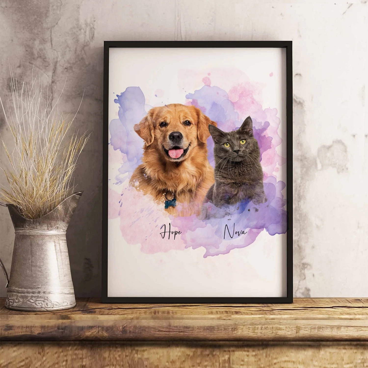 Custom Pet Photo Watercolor Background Poster Canvas Picture Frame Personalized Gift For Dog Lovers Cat Lovers CH07 895192 - Image 14