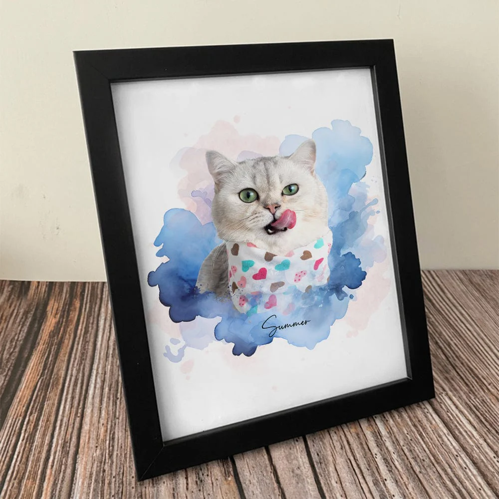 Custom Pet Photo Watercolor Background Poster Canvas Picture Frame Personalized Gift For Dog Lovers Cat Lovers CH07 895192 - Image 8