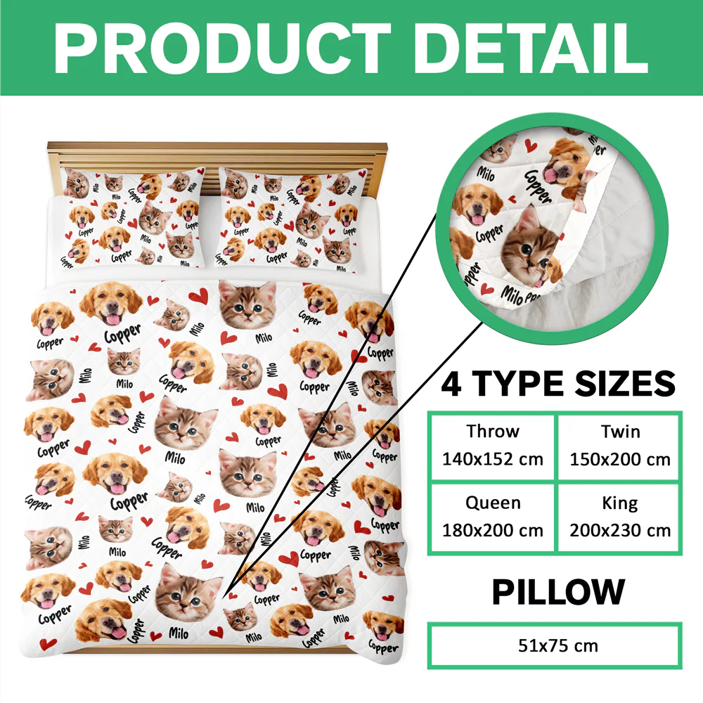 Custom Pets Face And Name - Personalized Photo Bedding Set Gift For Dog Lover Cat Lover CH07 899764 - Image 6