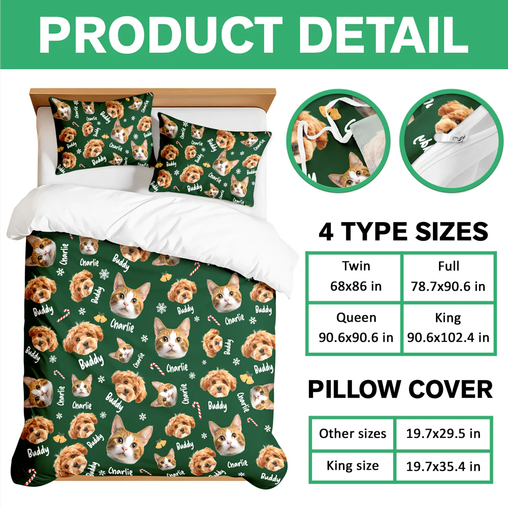 Custom Pets Face And Name - Personalized Photo Bedding Set Gift For Dog Lover Cat Lover CH07 899764 - Image 7