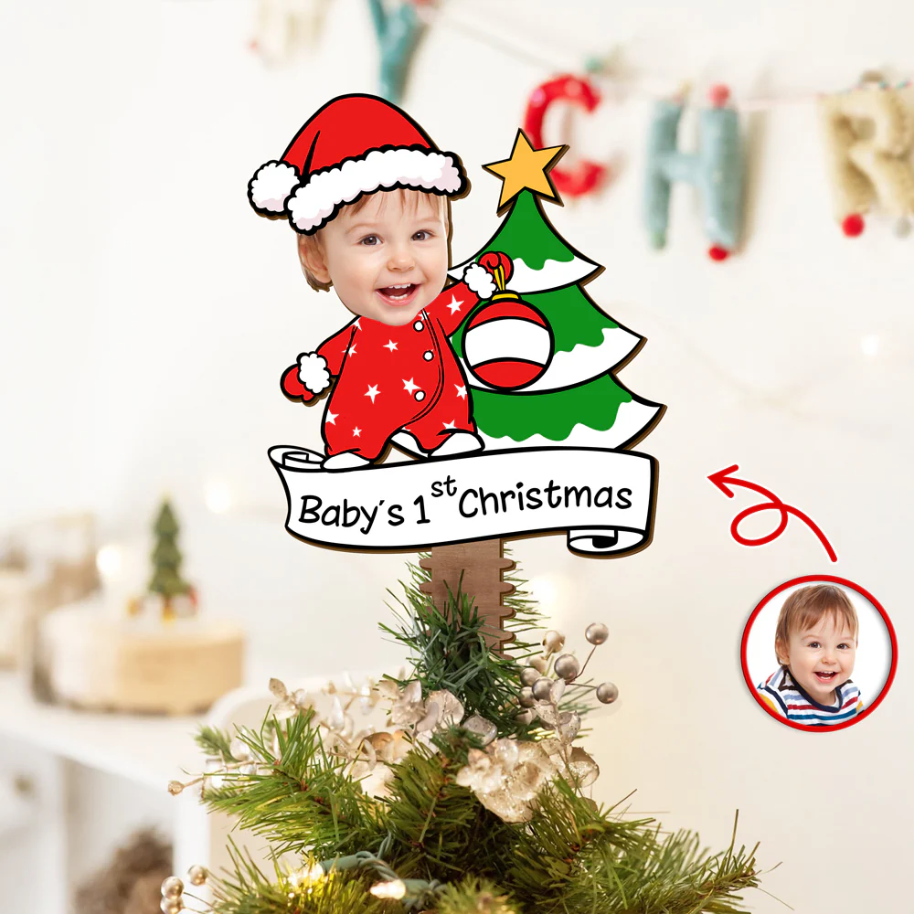 Custom Photo Baby's 1st Christmas Tree Topper Decor For Christmas CH07 896650 - Image 4
