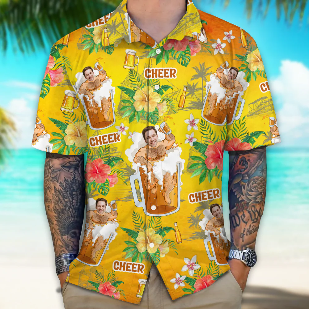 Custom Photo Beer Man Hawaiian Shirt Summer Gift For Beer Lovers CH07 895294 - Image 2