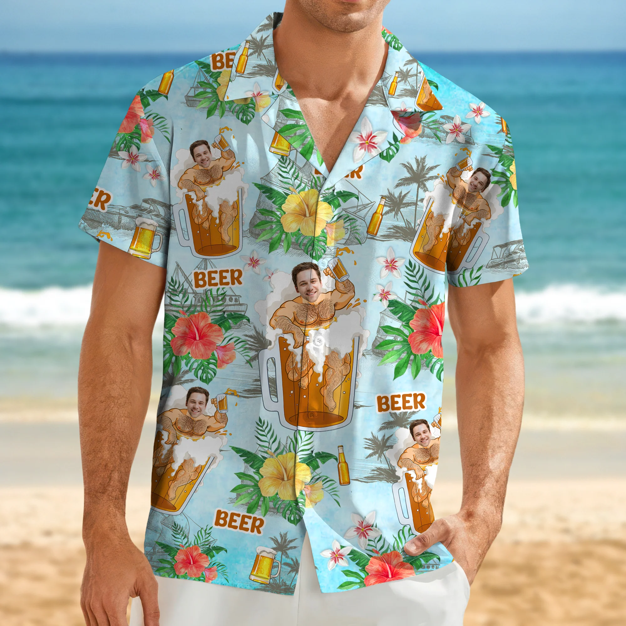 Custom Photo Beer Man Hawaiian Shirt Summer Gift For Beer Lovers CH07 895294 - Image 3