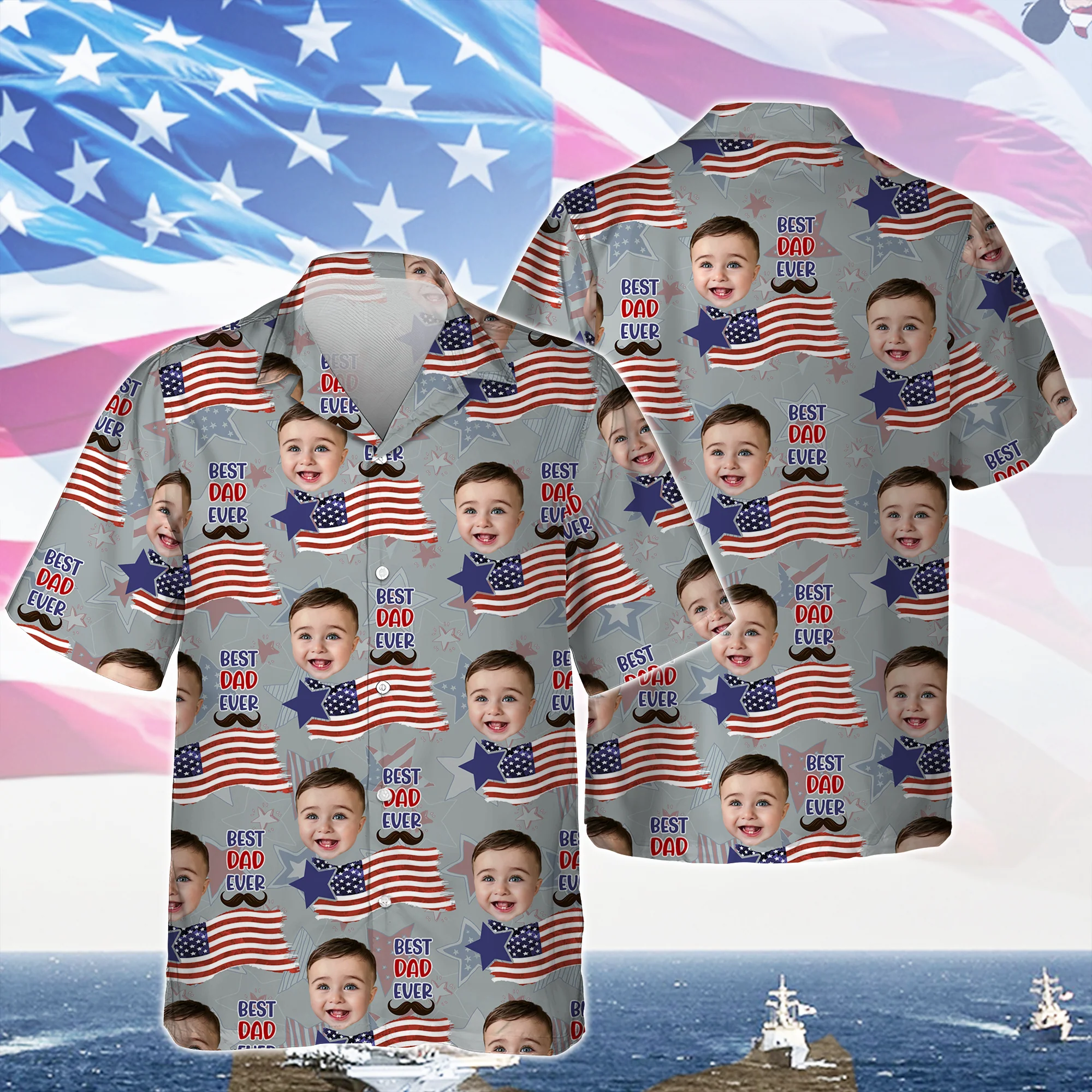 Custom Photo Best Daddy Ever America Flag Hawaiian Shirt Independence Day Gift CH07 895690 - Image 6