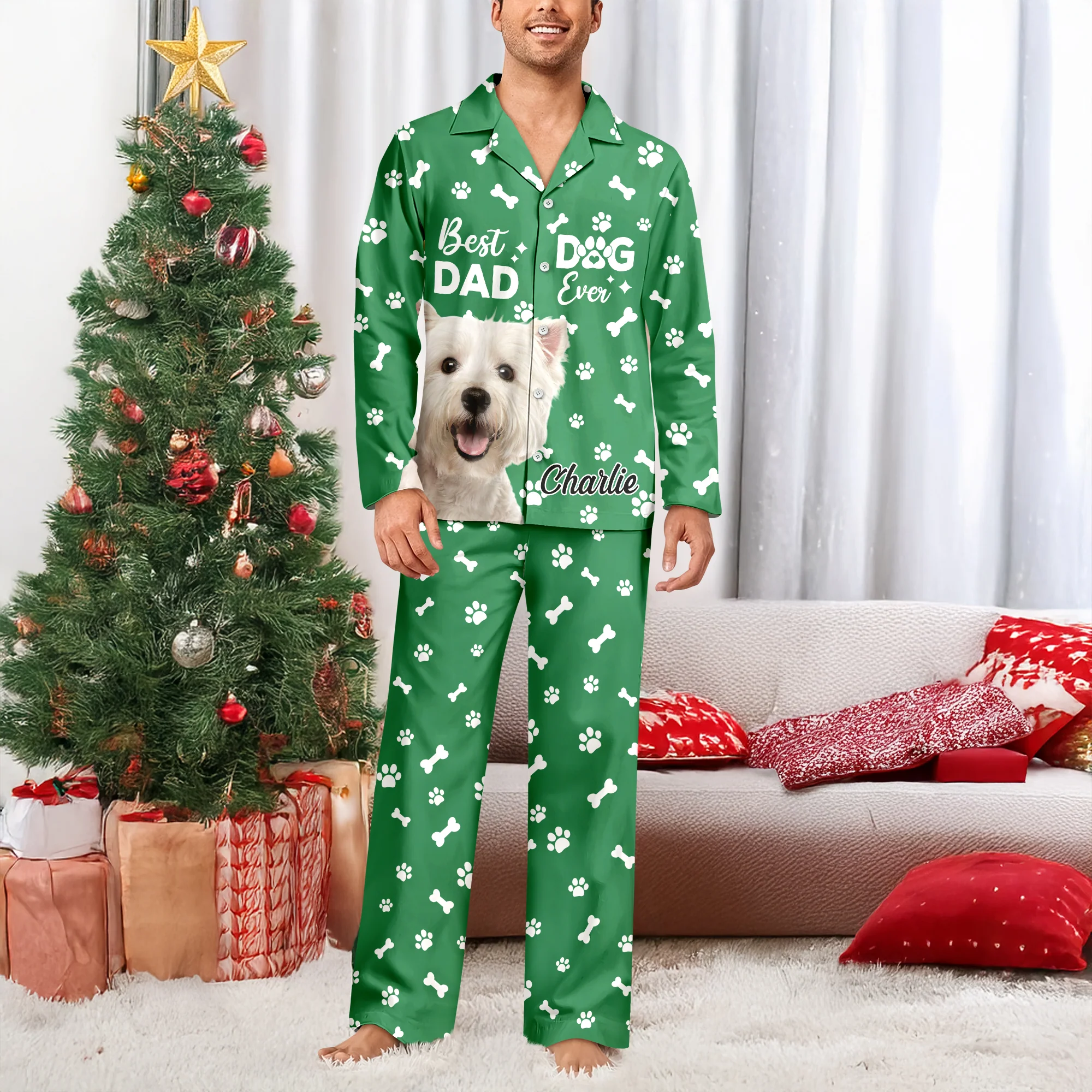 Custom Photo Best Dog Dad Mom Ever Pajamas For Pet Lovers CH07 899118 - Image 3
