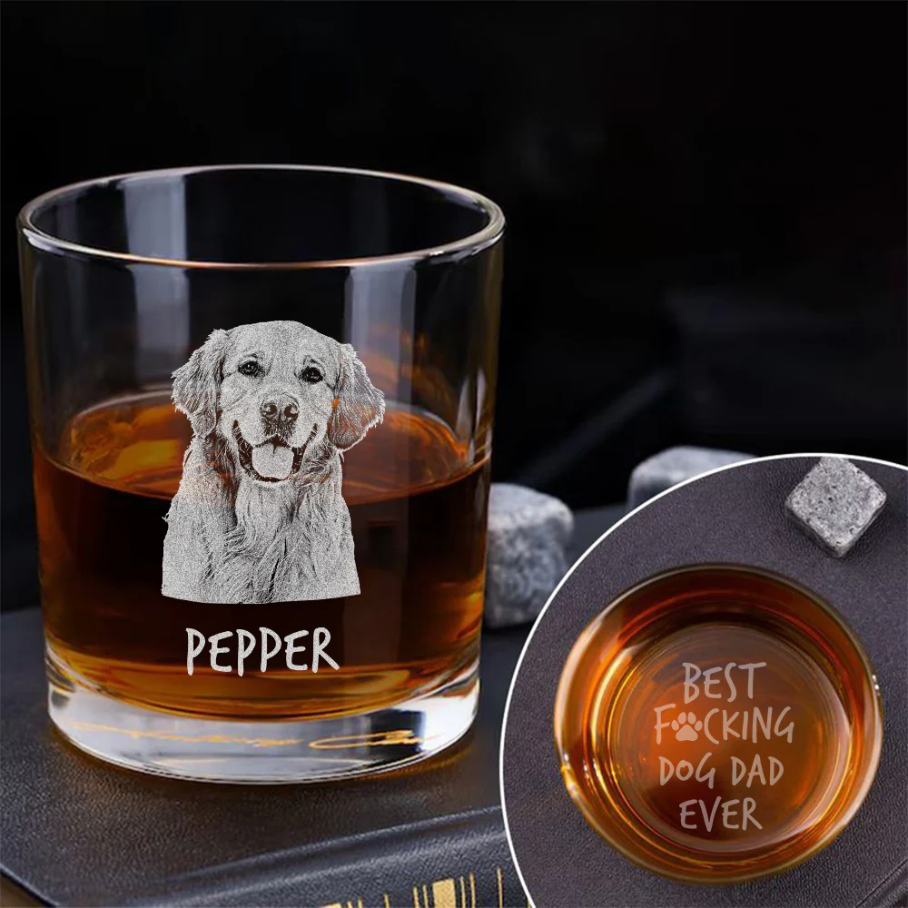 Custom Photo Best F*cking Dog Dad Ever Engraved Whiskey Glass Gift For Dog Lover CH07 895734 - Image 3