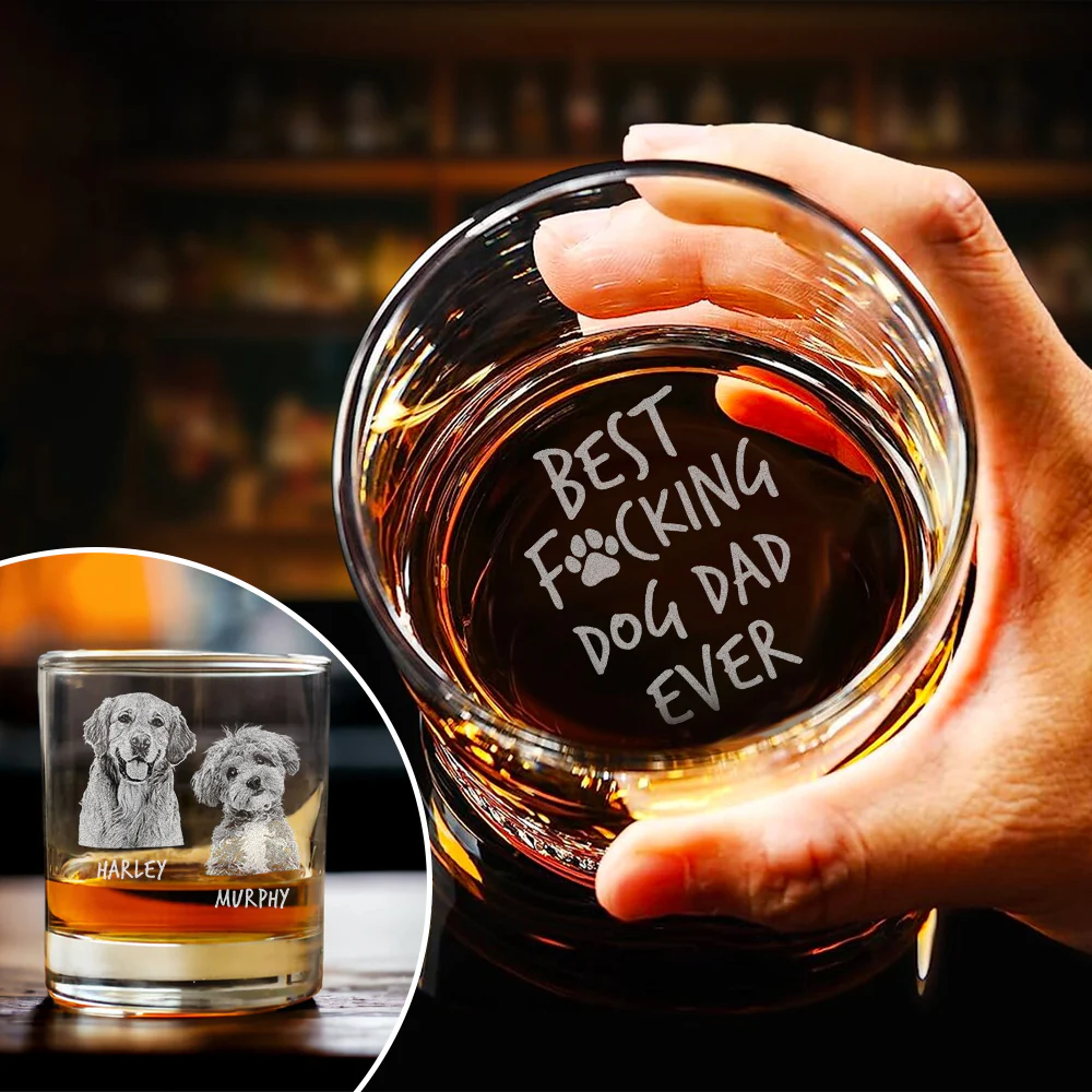 Custom Photo Best F*cking Dog Dad Ever Engraved Whiskey Glass Gift For Dog Lover CH07 895734 - Image 8