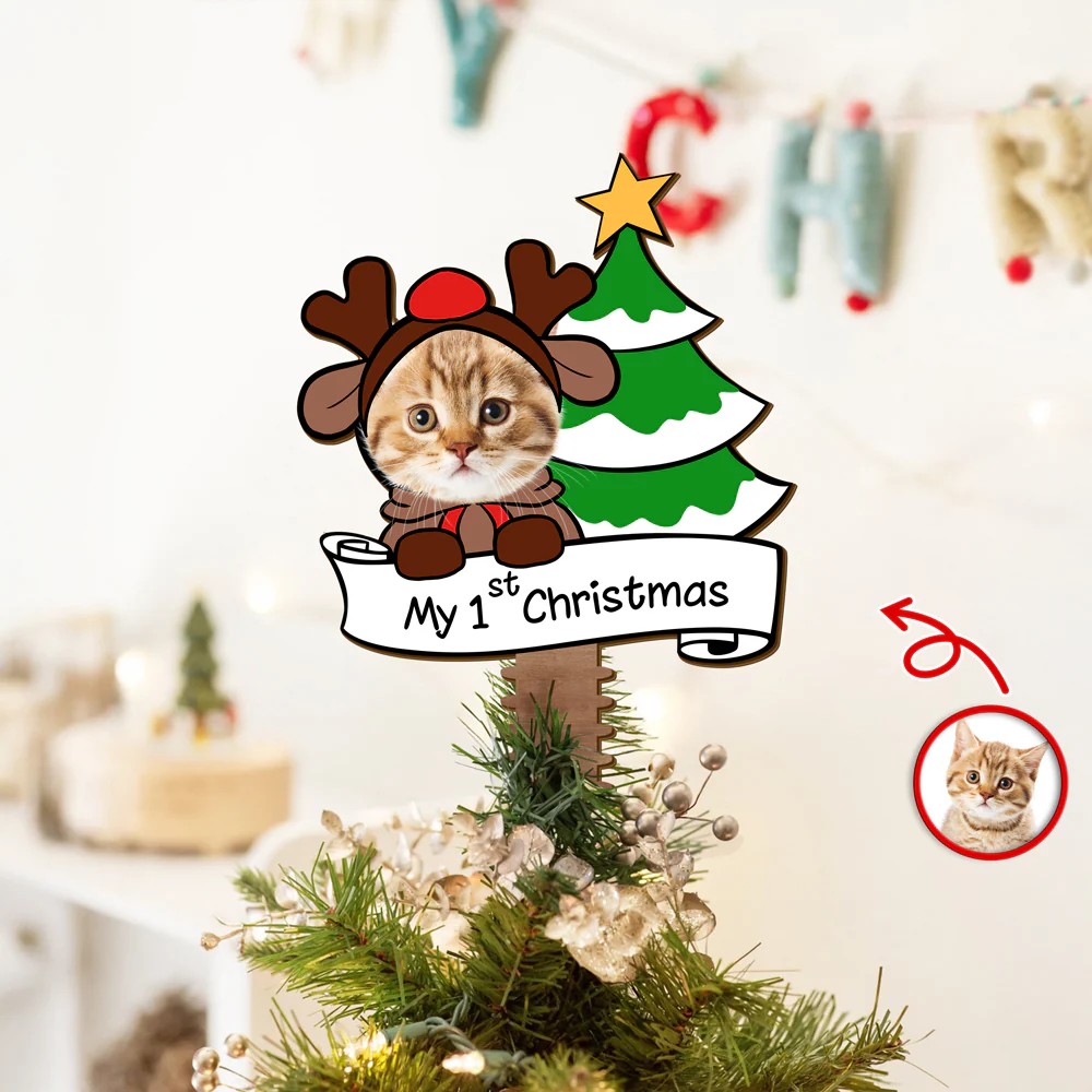 Custom Photo Cat's 1st Christmas Tree Topper Gift For Cat Lovers CH07 899204 - Image 5