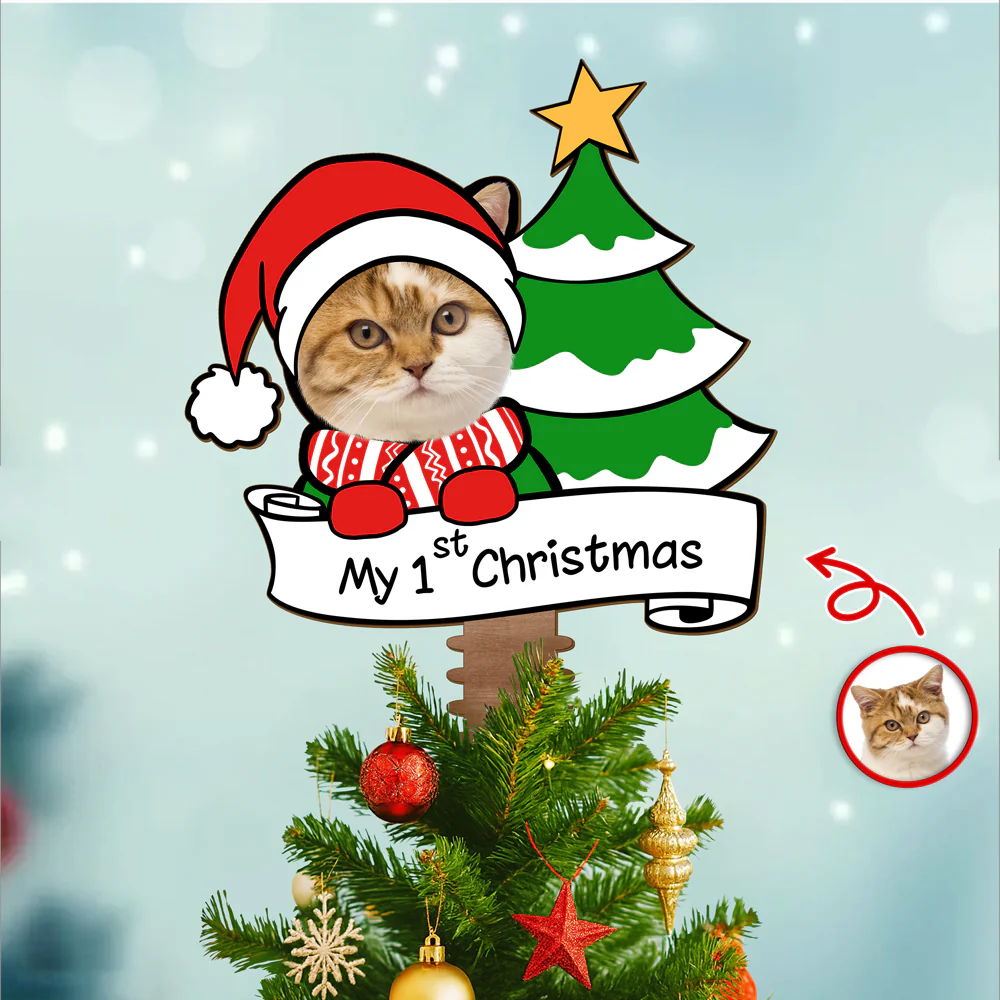 Custom Photo Cat's 1st Christmas Tree Topper Gift For Cat Lovers CH07 899204 - Image 6