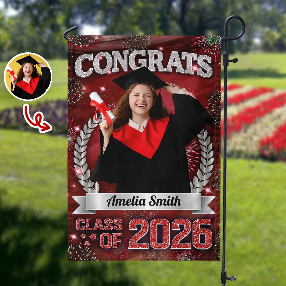 Custom Photo Congrats Graduation Class of 2026 Garden Flag Decor For Graduation Party CH07 910842 - Image 5