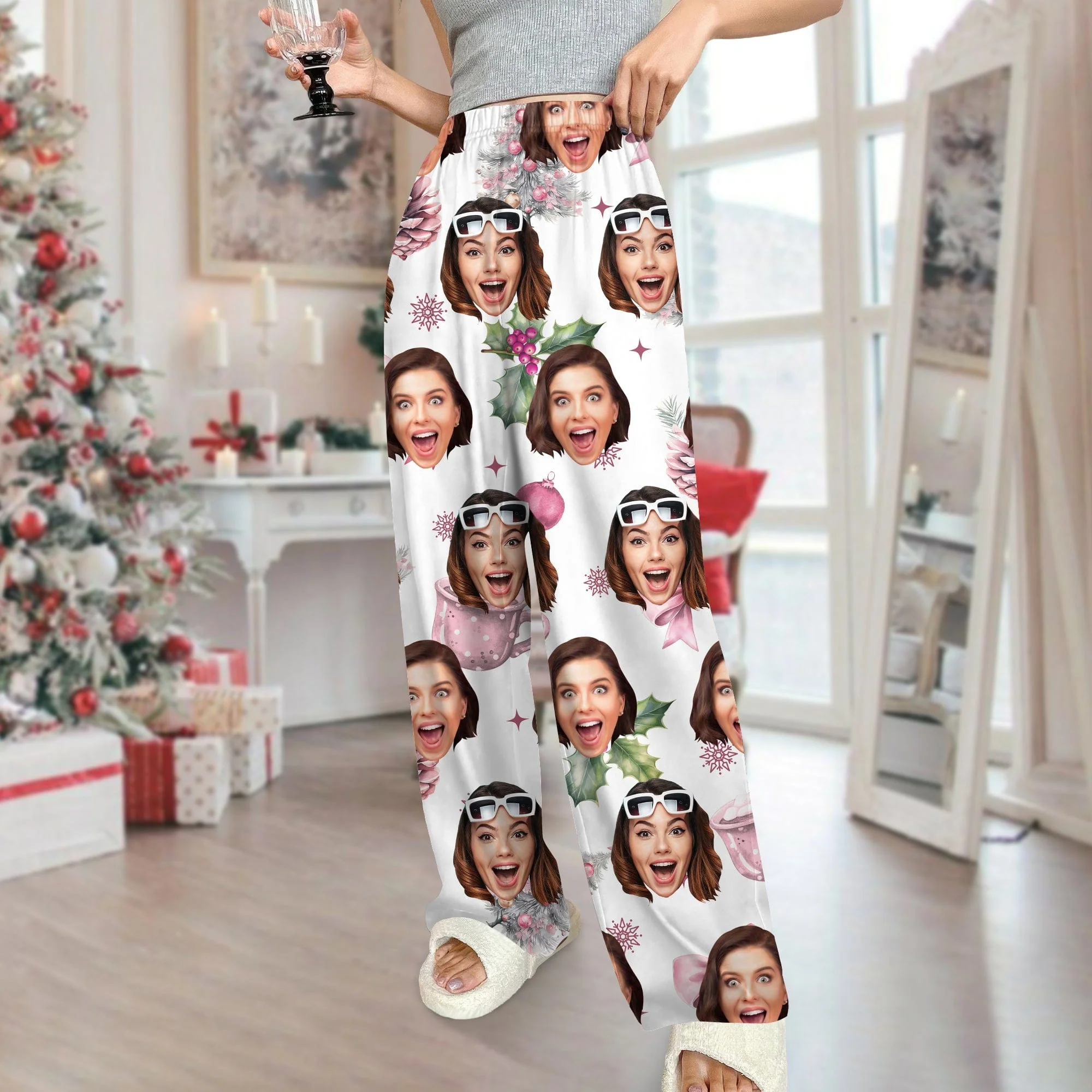 Custom Photo Coquette Bows Christmas Pajamas Funny Gift For Bestie LM32 895006 - Image 3