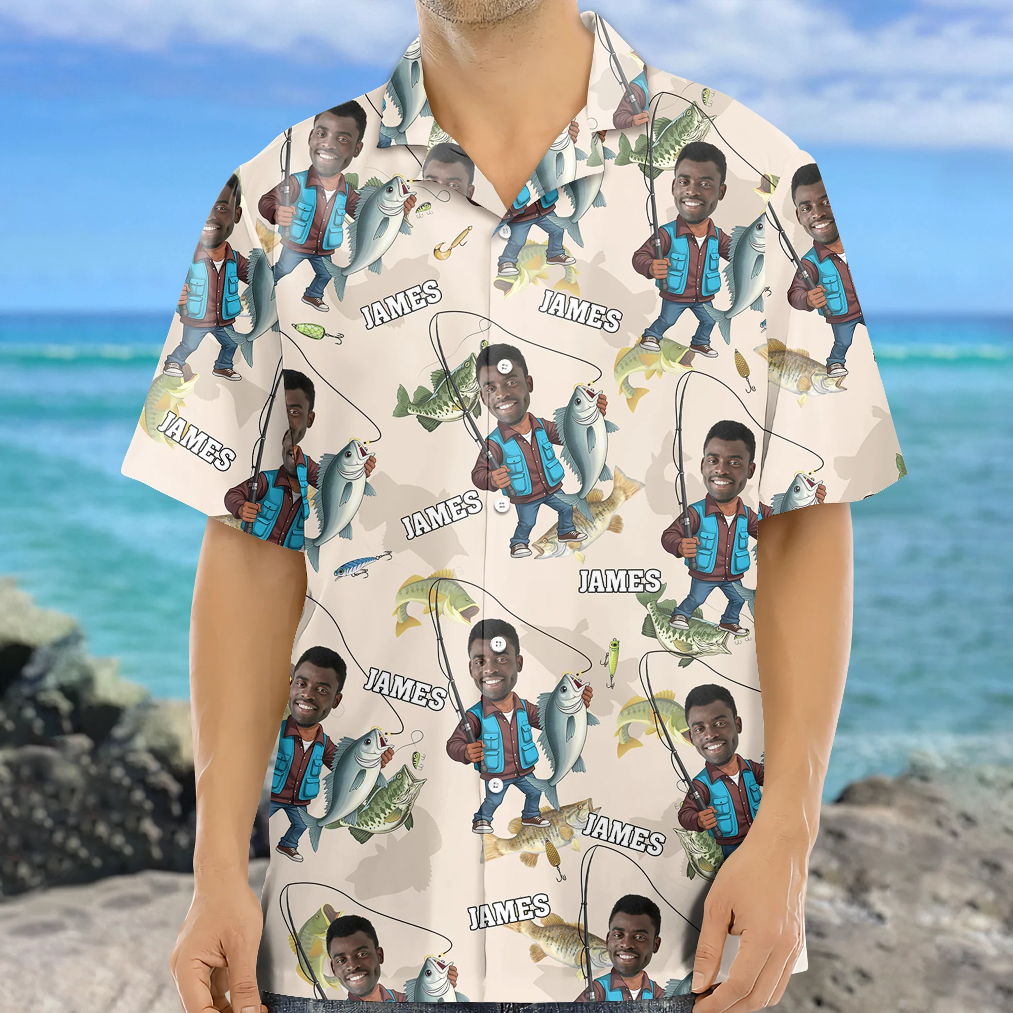 Custom Photo Dad Fishing - Personalized Reel Cool Dad Hawaiian Shirt For Fishing Lover CH07 895748 - Image 3