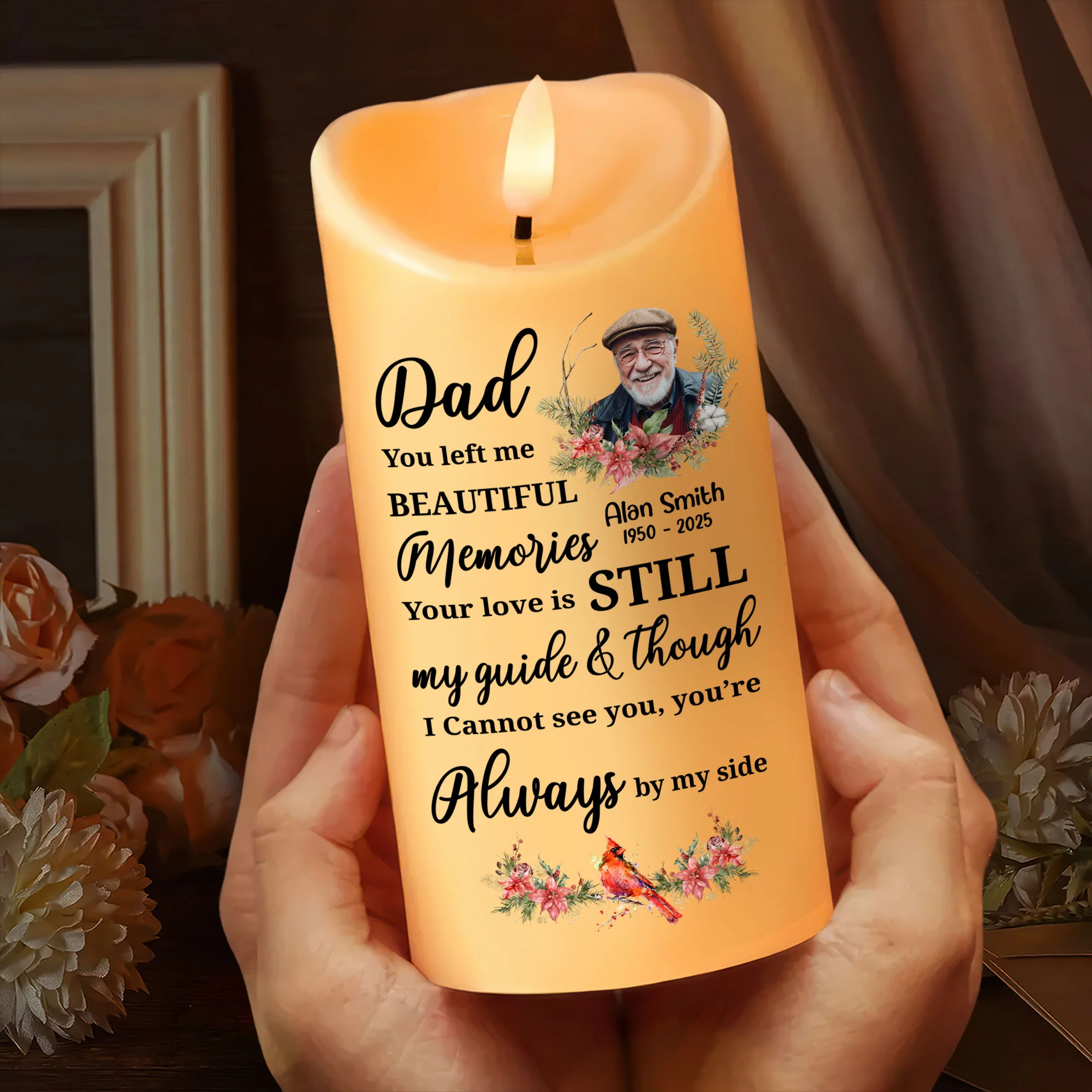 Custom Photo Dad Mom Left Me Beautiful Memories Personalized Led Candle Memorial Gift CH07 895280 - Image 10