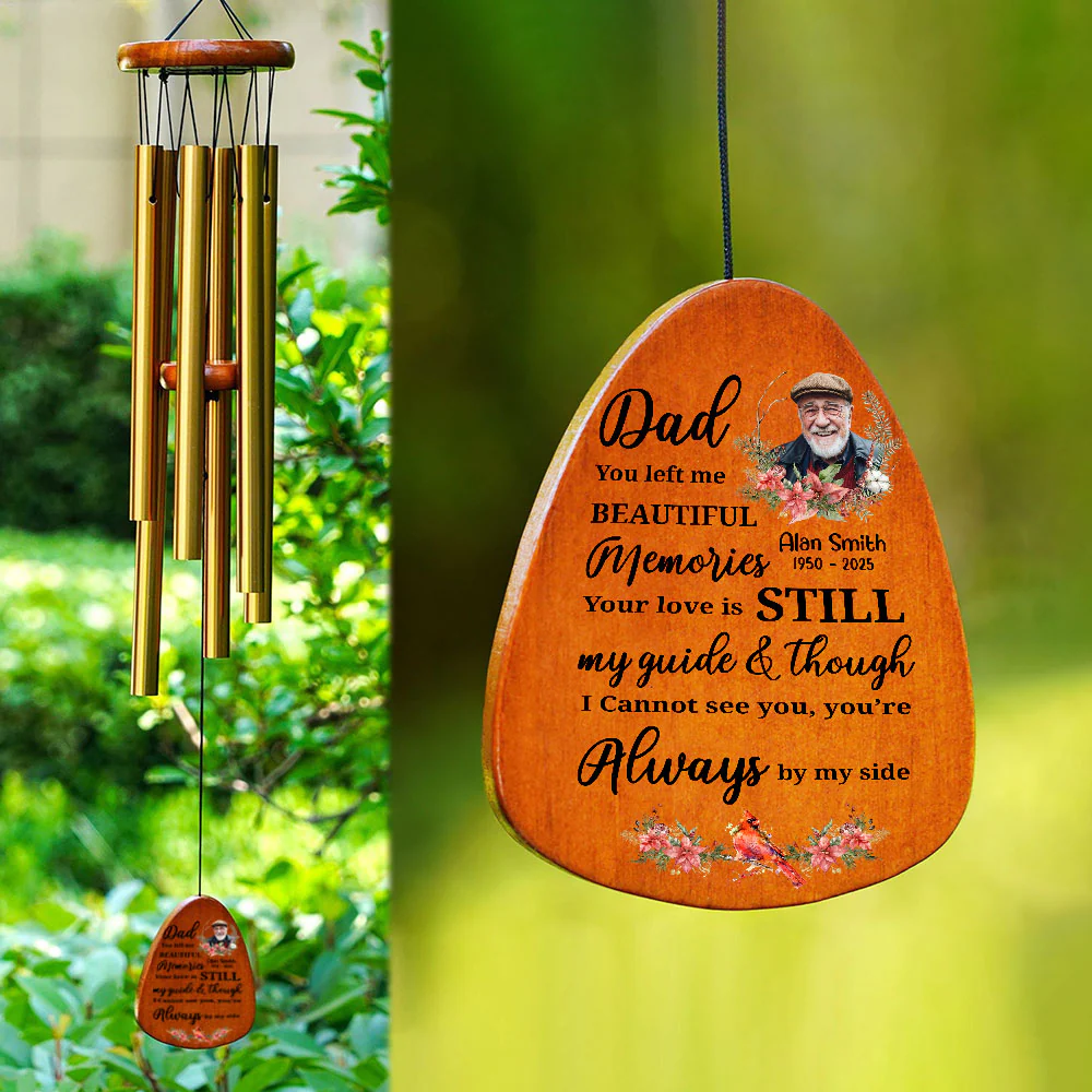 Custom Photo Dad Mom Left Me Beautiful Memories Personalized Wind Chimes Memorial Gift CH07 895278 - Image 5